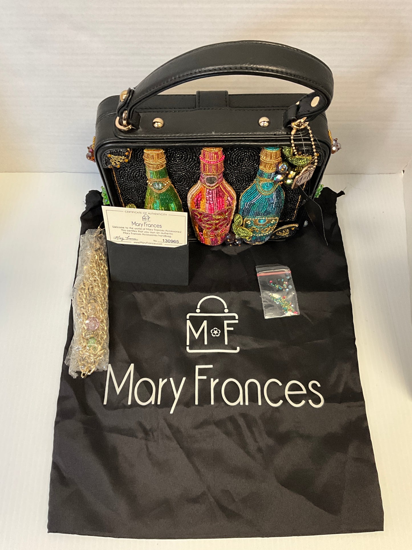 Mary Frances In the Spirit Cocktails Black Beaded Novelty Handbag