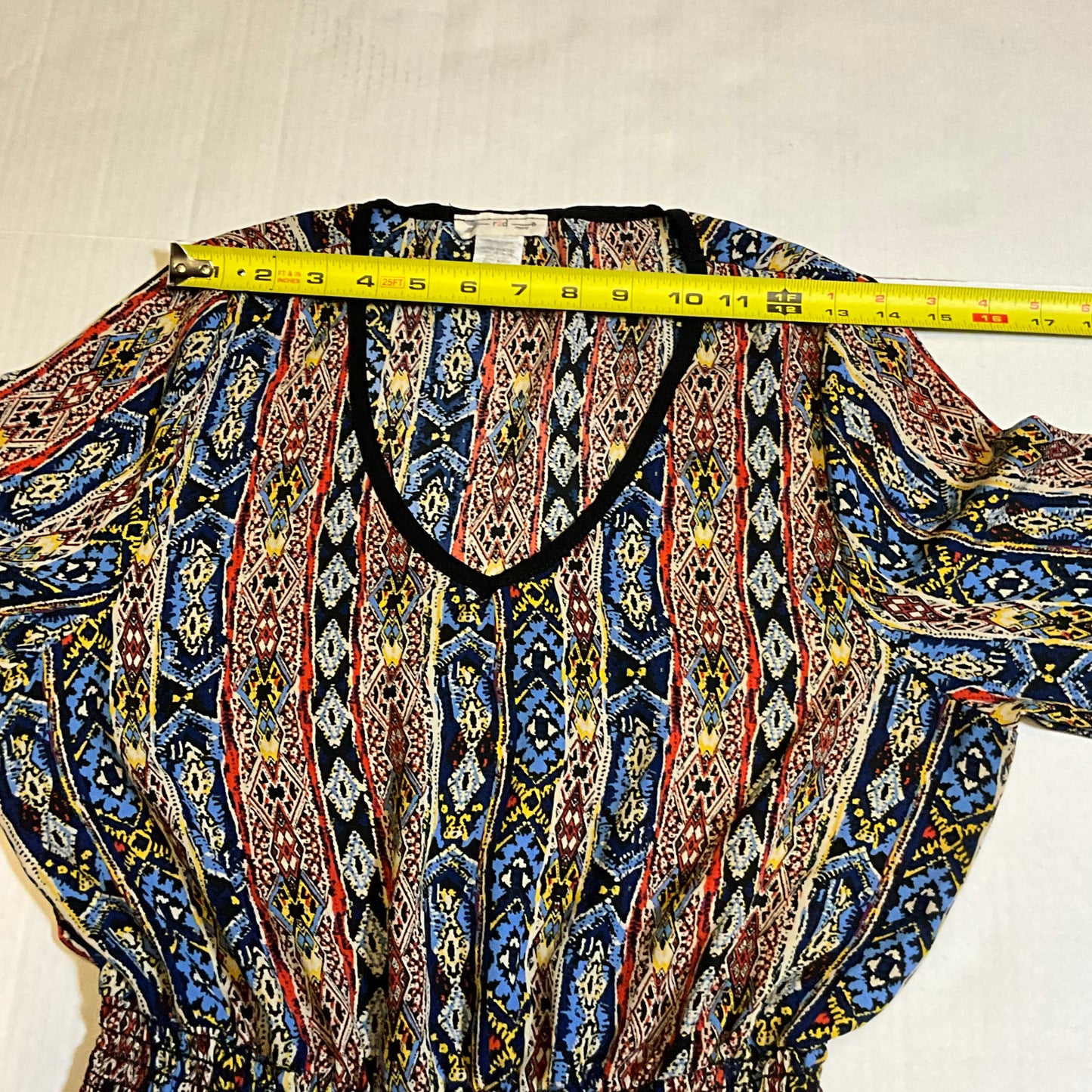 R2D Apparel Tribal Print Peasant Top