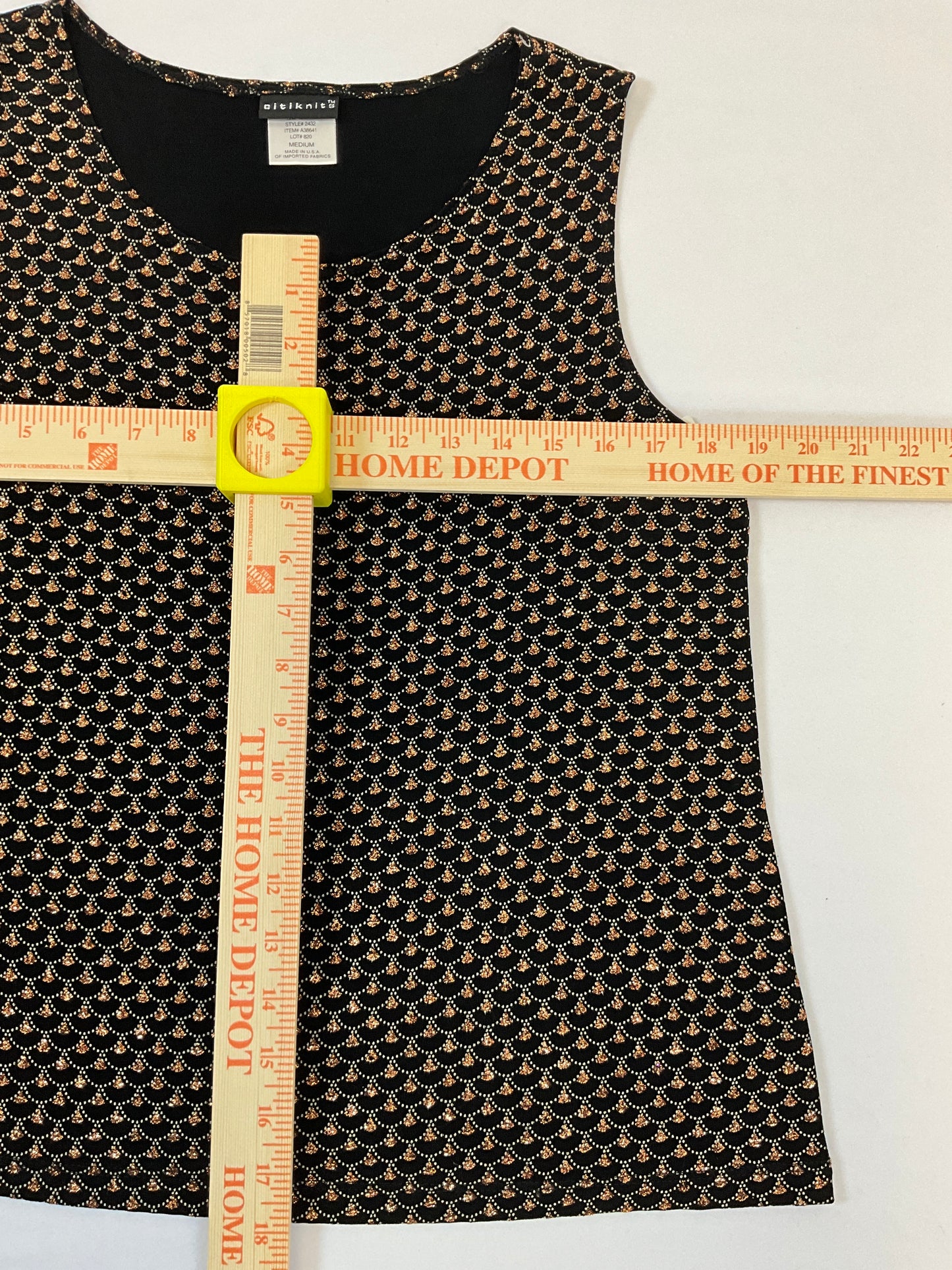 CitiKnits Women's Black Metallic Holiday Tank Top