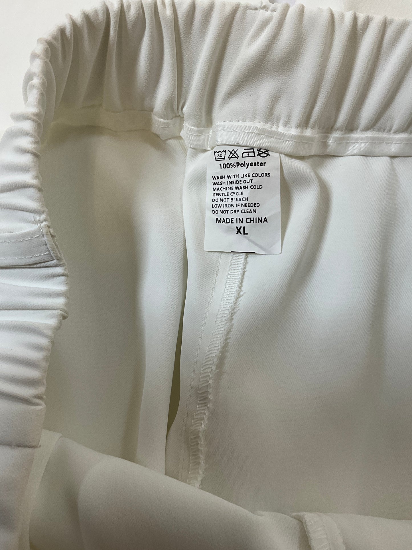 Women's White Casual Wear Front Seam Trousers Size XL