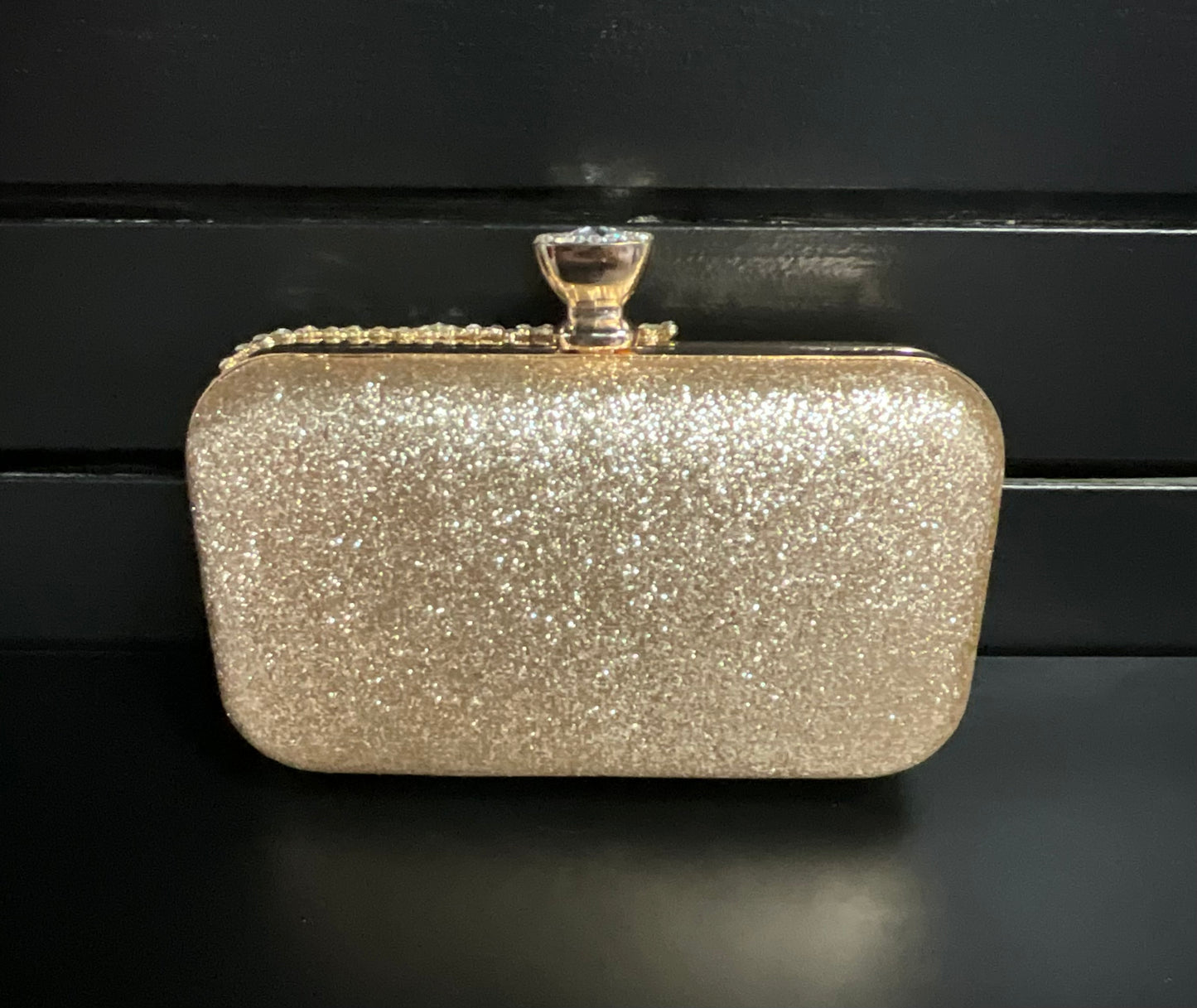 Gold Color Silver Rhinestone Chain Link Clutch