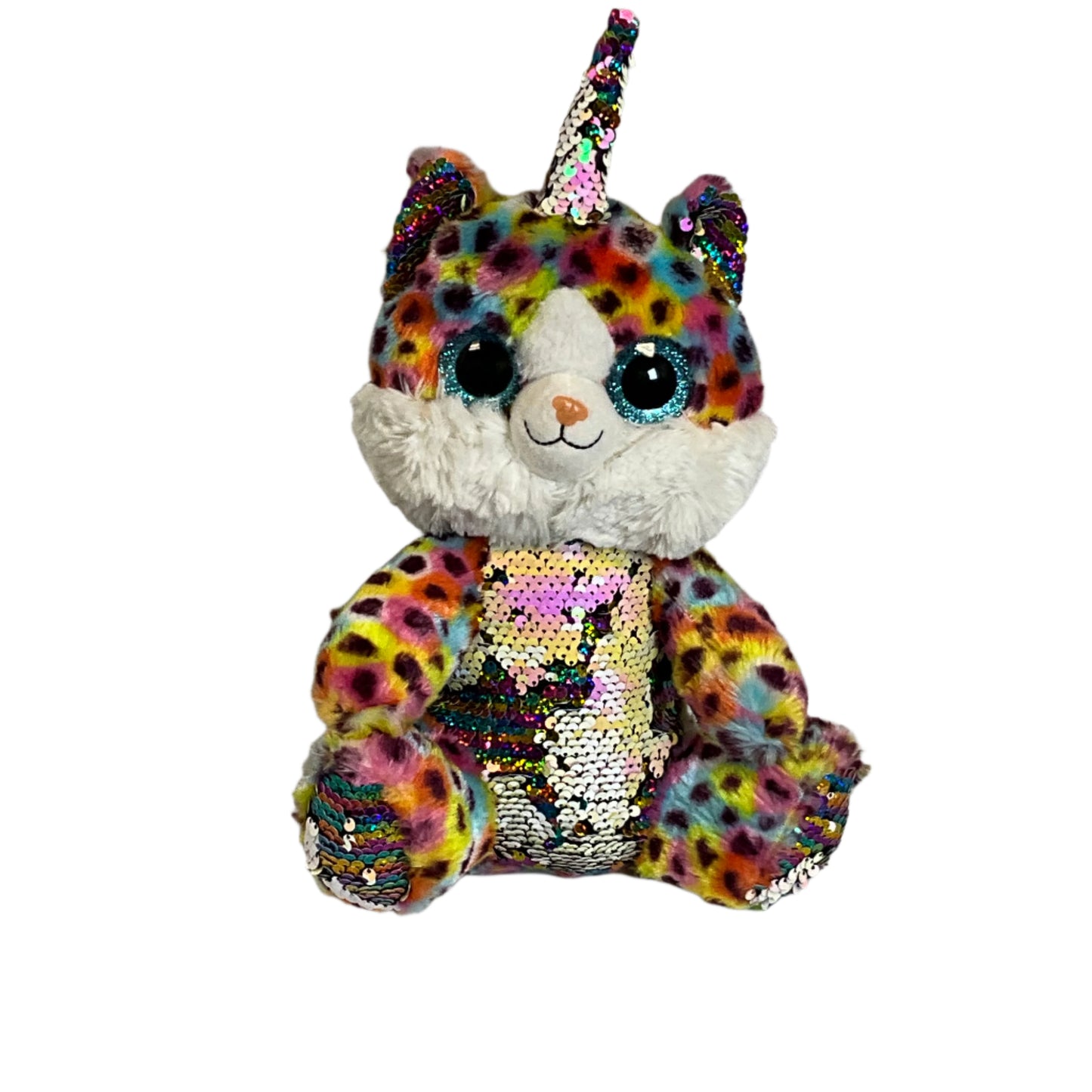 Sequin Rainbow Stuffed Cat Unicorn