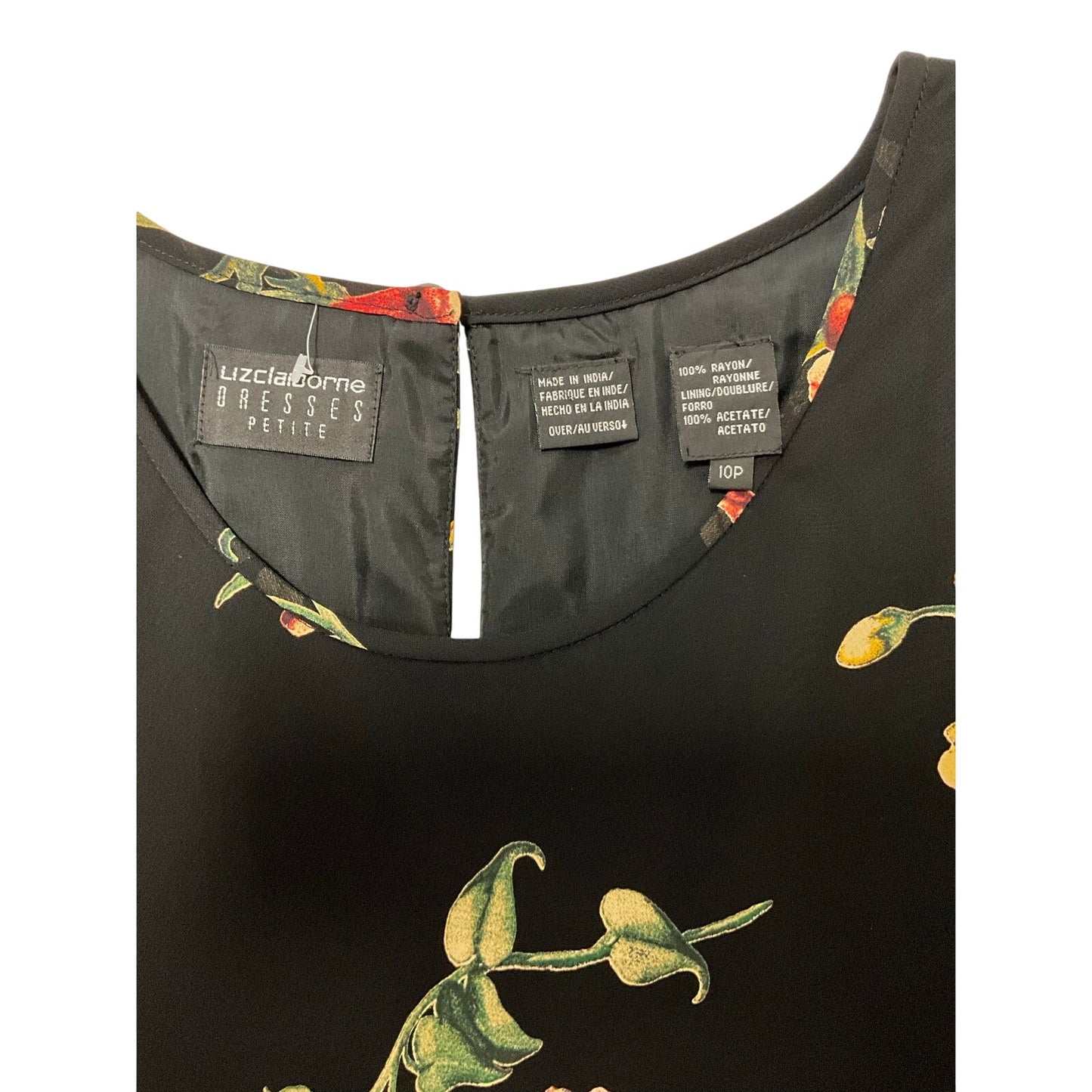 Liz Clairborne Black Floral Print Mini Dress