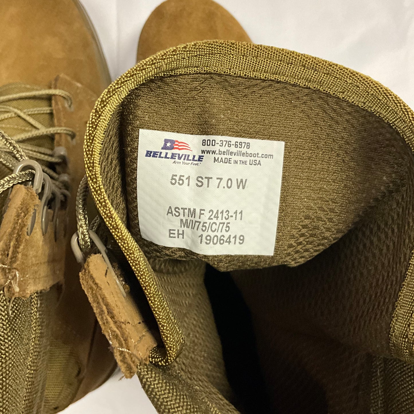 Botas con punta de acero de cuero de vaca Mojave para climas cálidos del Cuerpo de Marines de los Estados Unidos de Belleville
