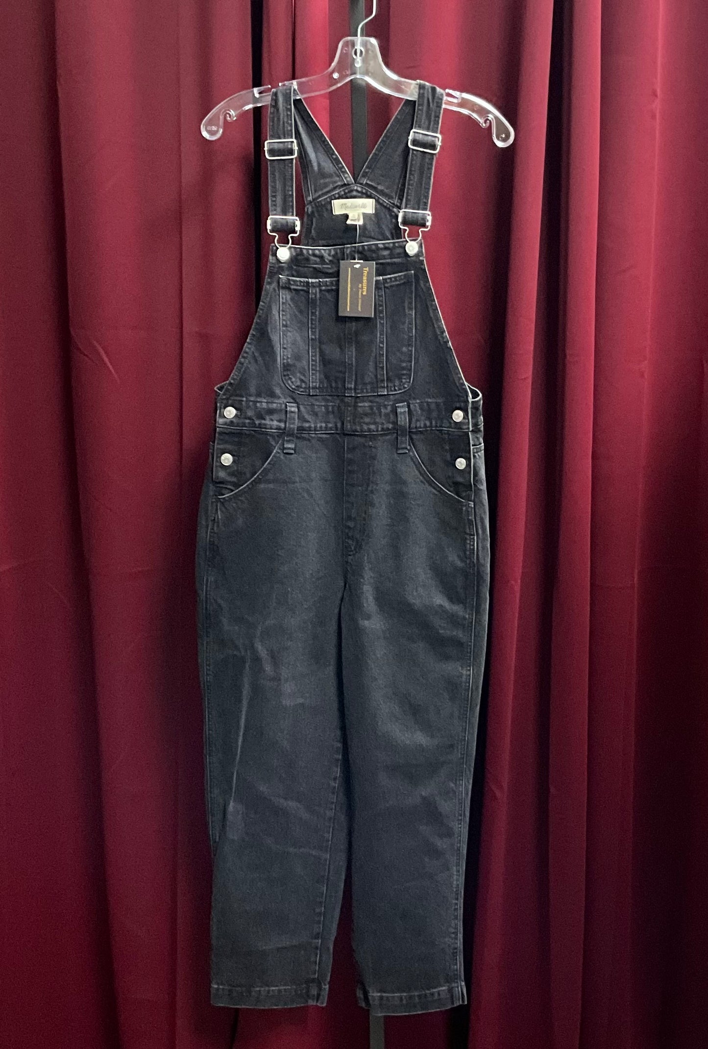 Madewell Women's Black Relaxed Denim Carpenter Overalls