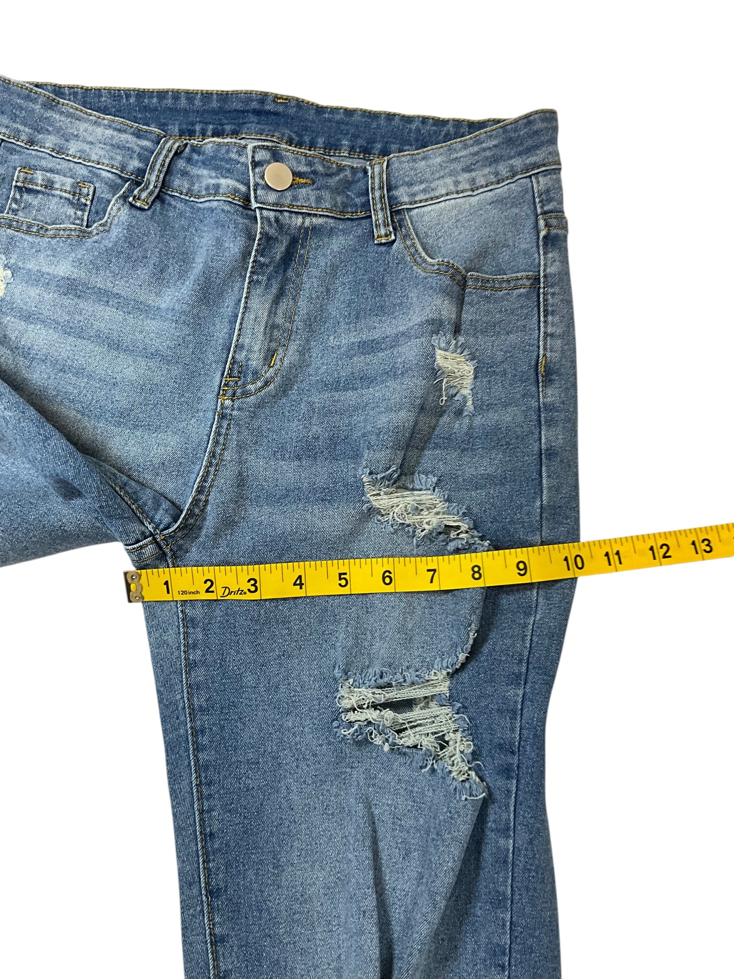 SHEIN Women’s Large 8/10 Distressed Ripped Medium Wash Straight Leg Jeans