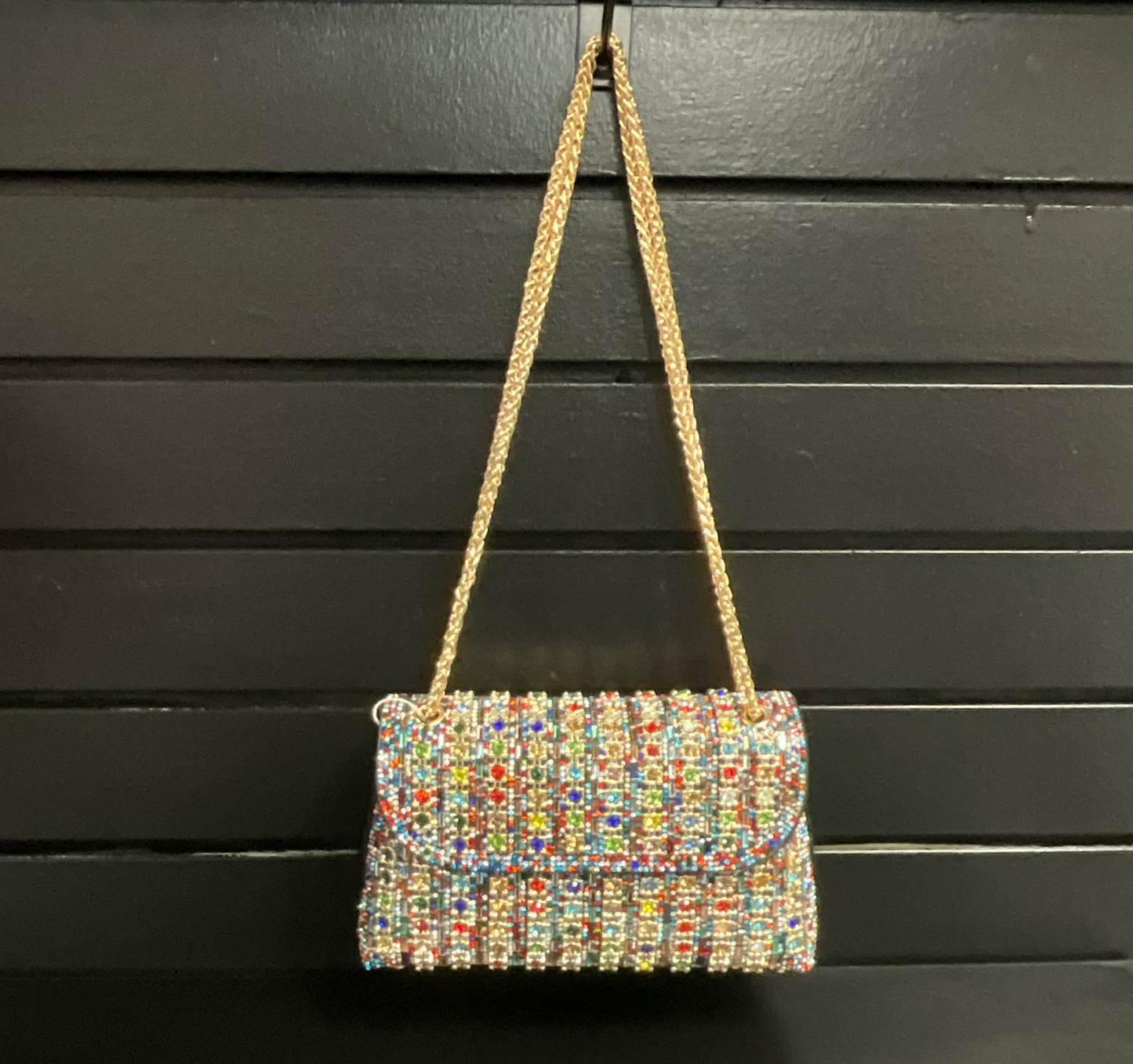 Rhinestone Multi-Color Chain Link Clutch