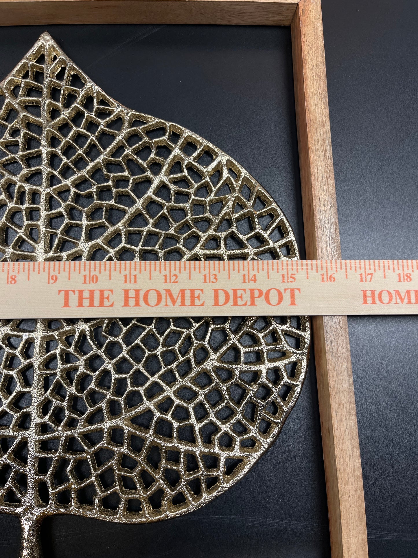 Gold Metal Leaf Sculpture in Wooden Frame