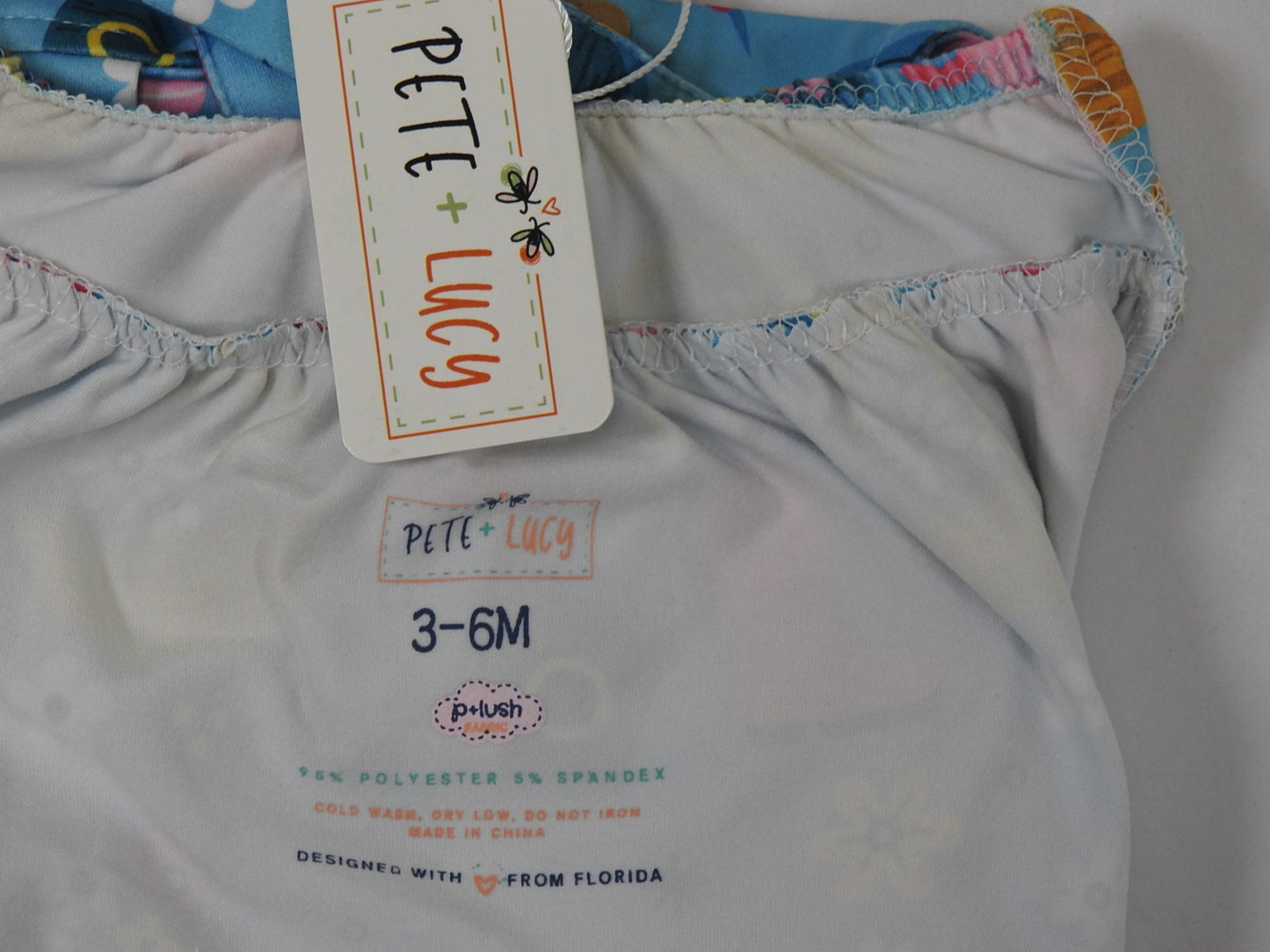 Pete + Lucy Girls Blue Gardening Bliss Romper 3-6 mos