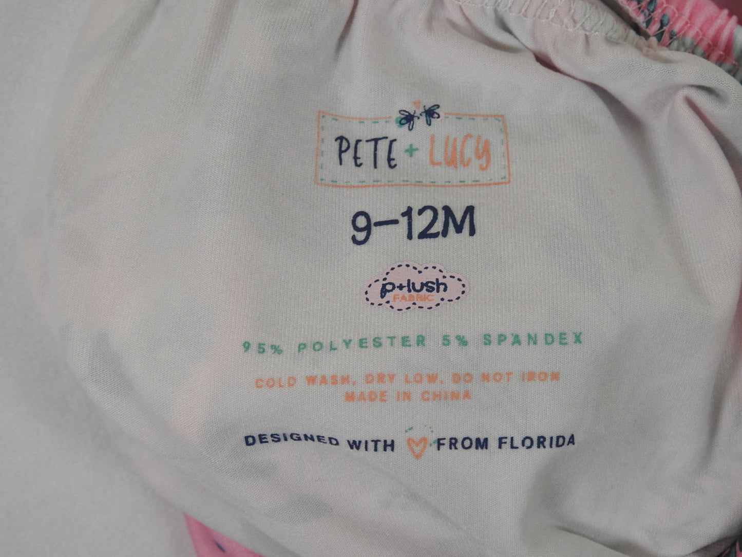 Pete+Lucy Girls Pink Raspberry Petals Romper 9-12 mos