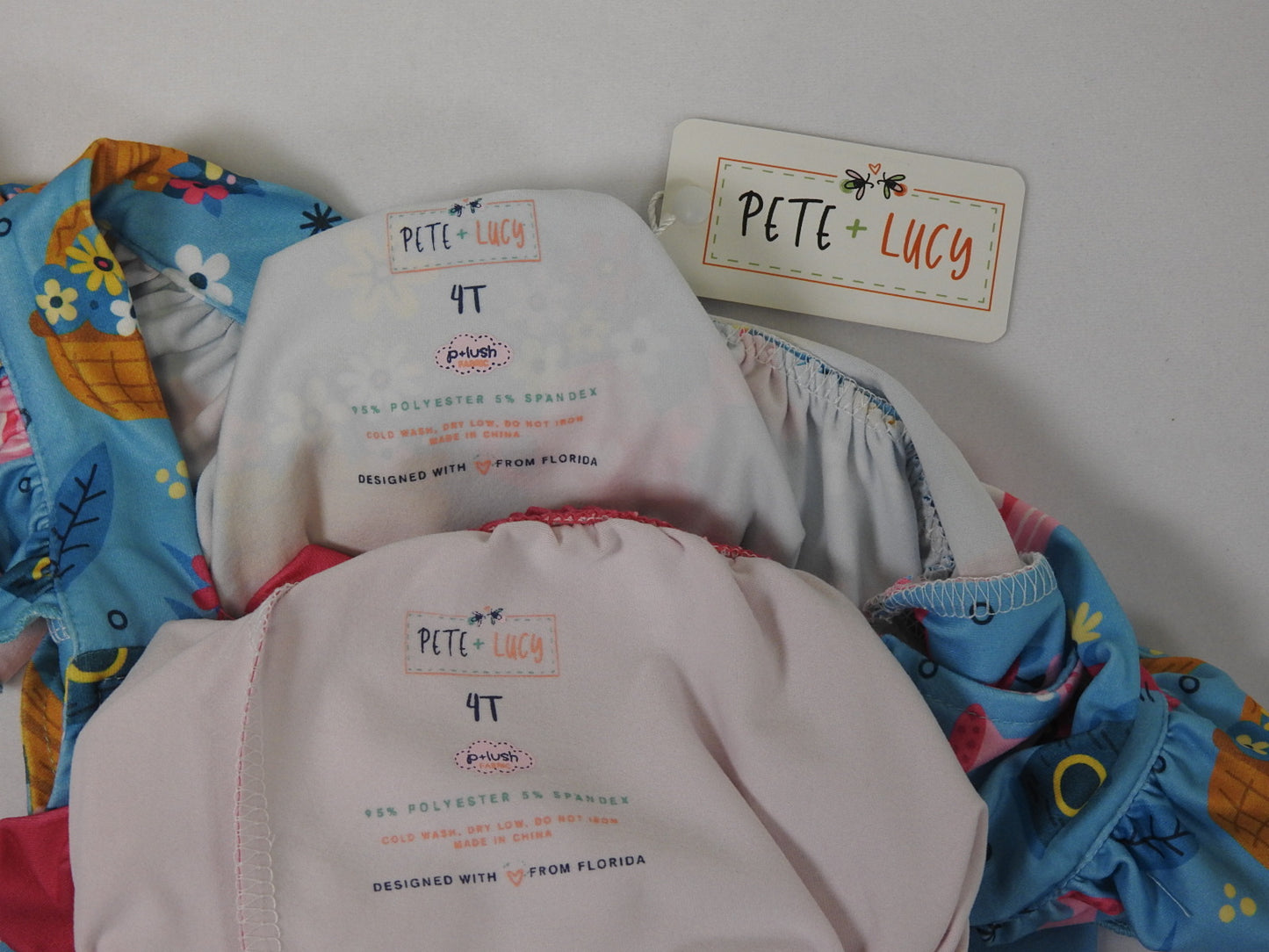 Pete + Lucy Girls Blue Gardening Bliss 2pc Short Set 4T