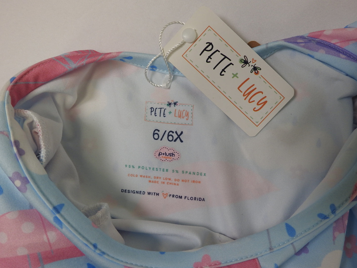 Pete & Lucy Girls Blue Rainy Days Dress Size 6X