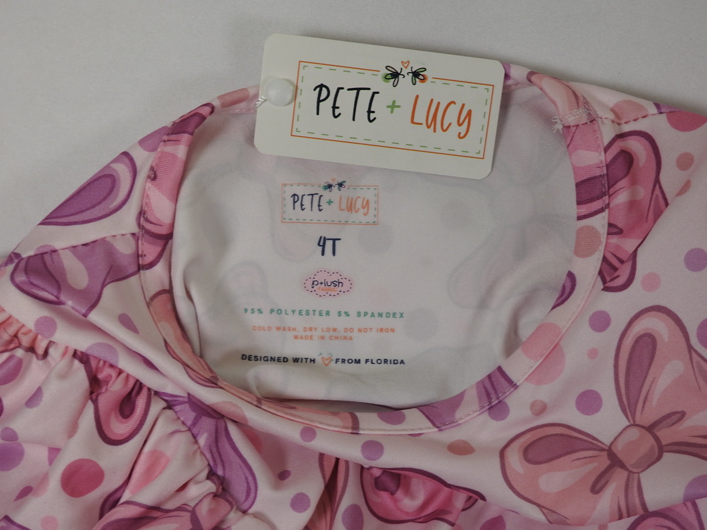 Pete + Lucy Girls Pink Bowtastic Dress Size 4T
