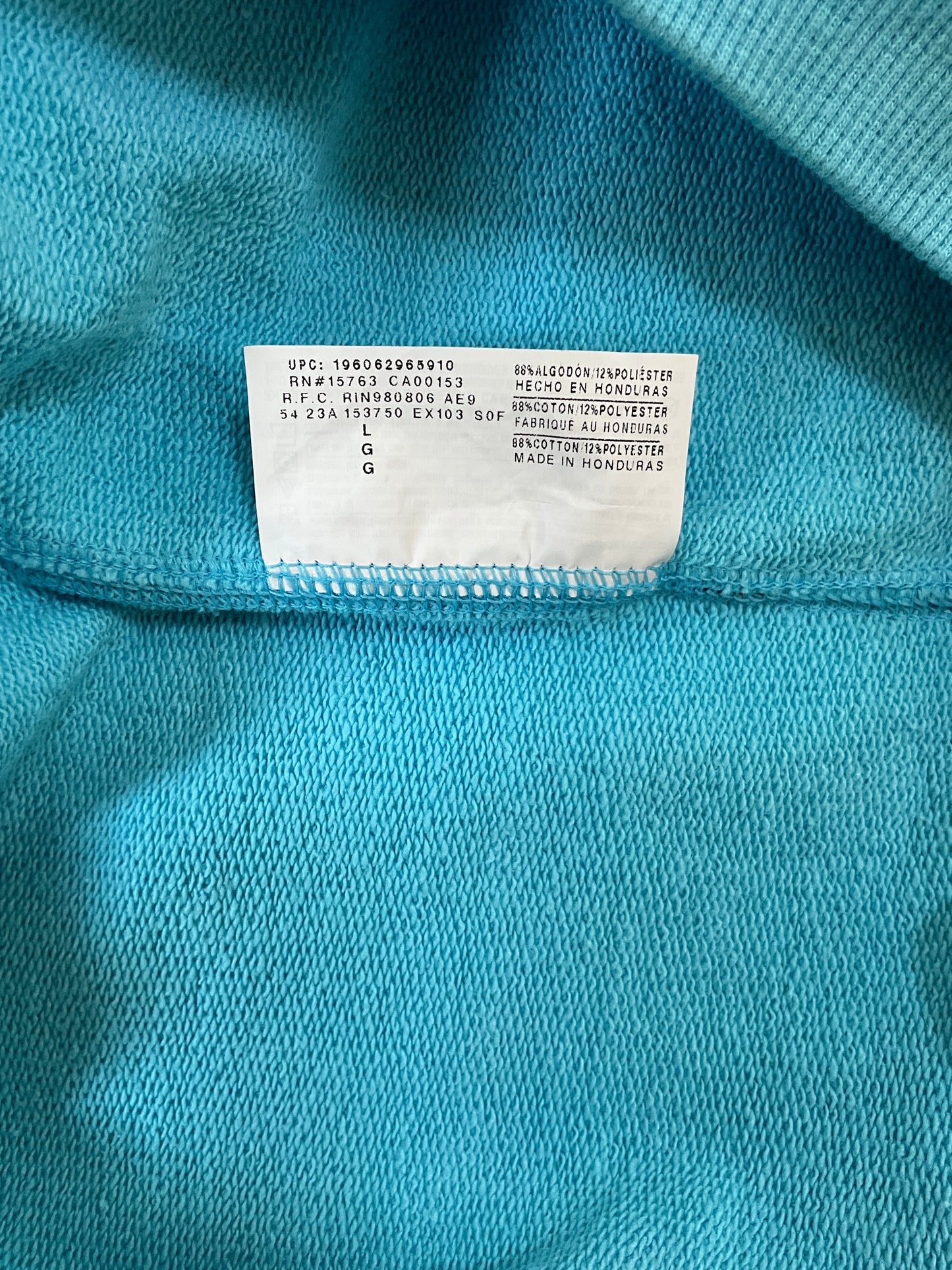 Men's Light Blue Hanes Hoodie Pull Over Sweat Top Size L