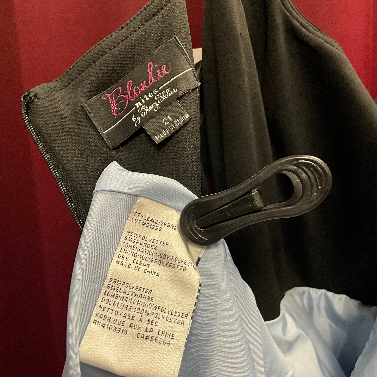 Blondie Nites by Stacy Sklar A Line Blue Gown with Pockets