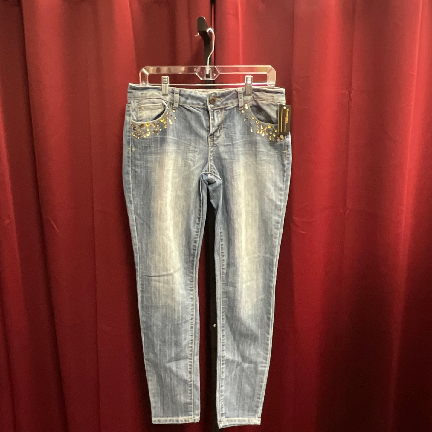 Hot Kiss Women's Rhinestone Design Blue Jeans