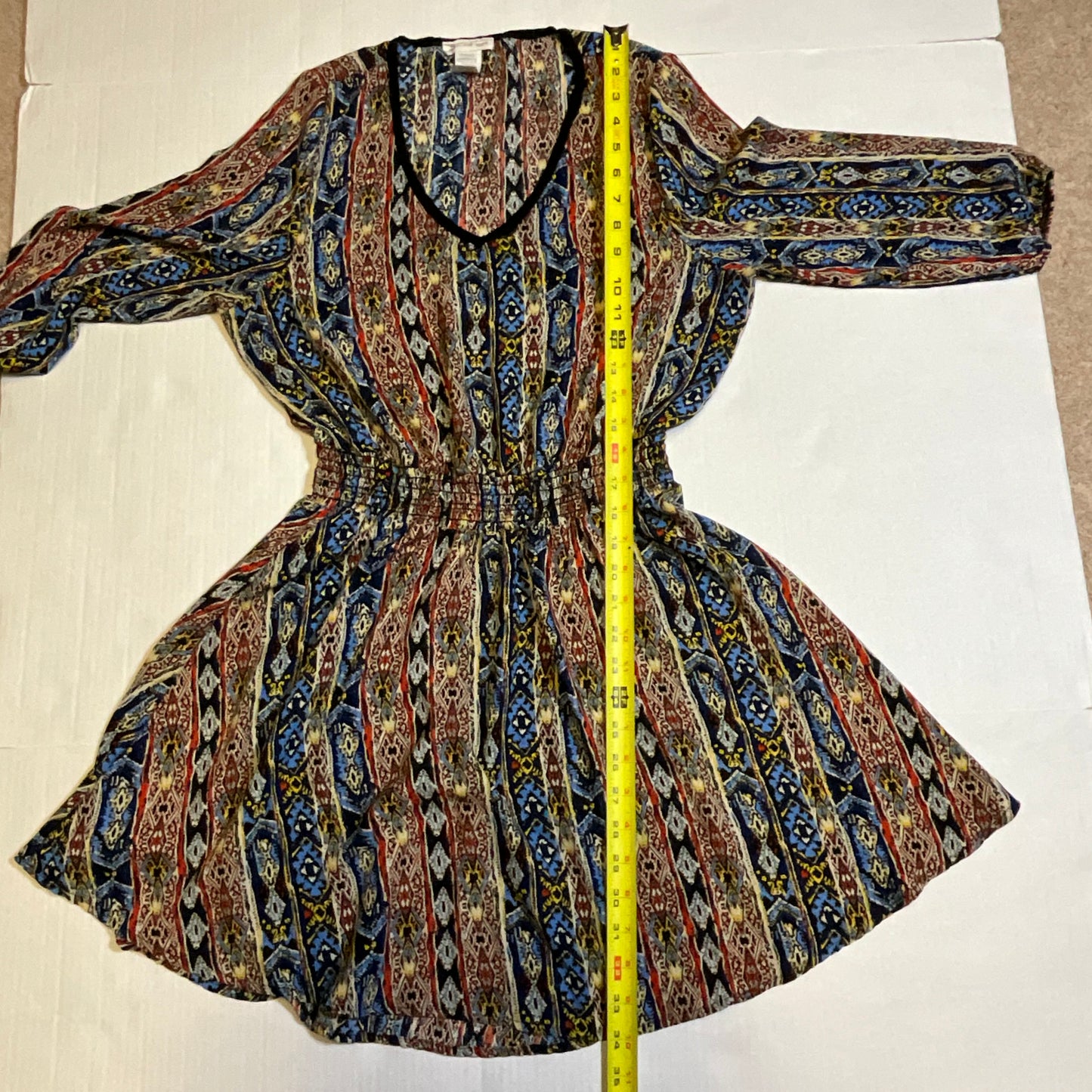 R2D Apparel Tribal Print Peasant Top