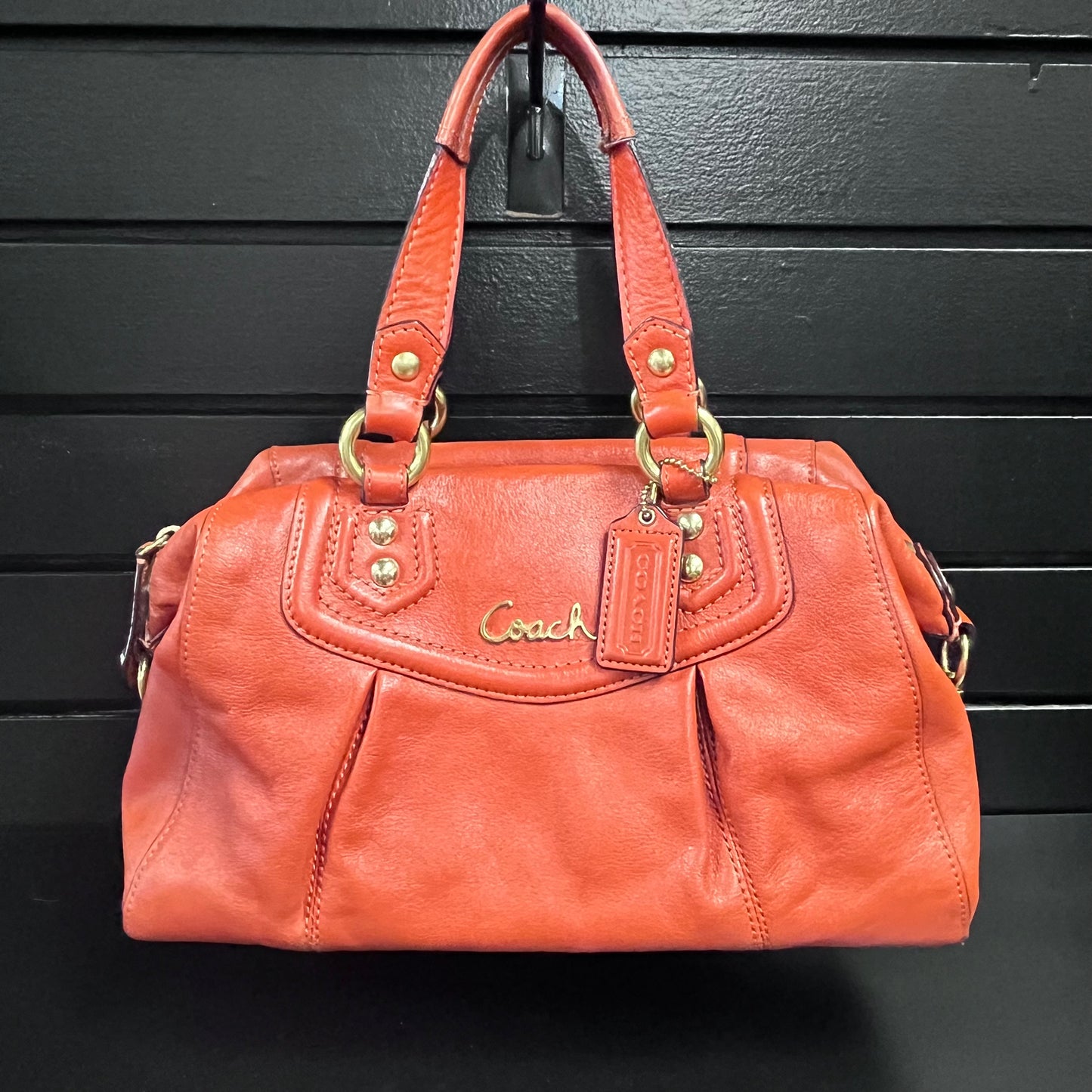 Coach Orange Leather Shoulder Handbag