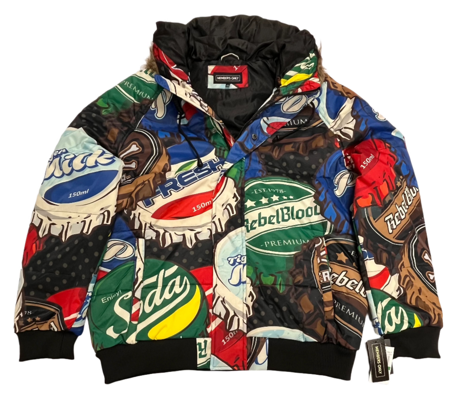 Members Only Men's Novelty Print Hooded Coat