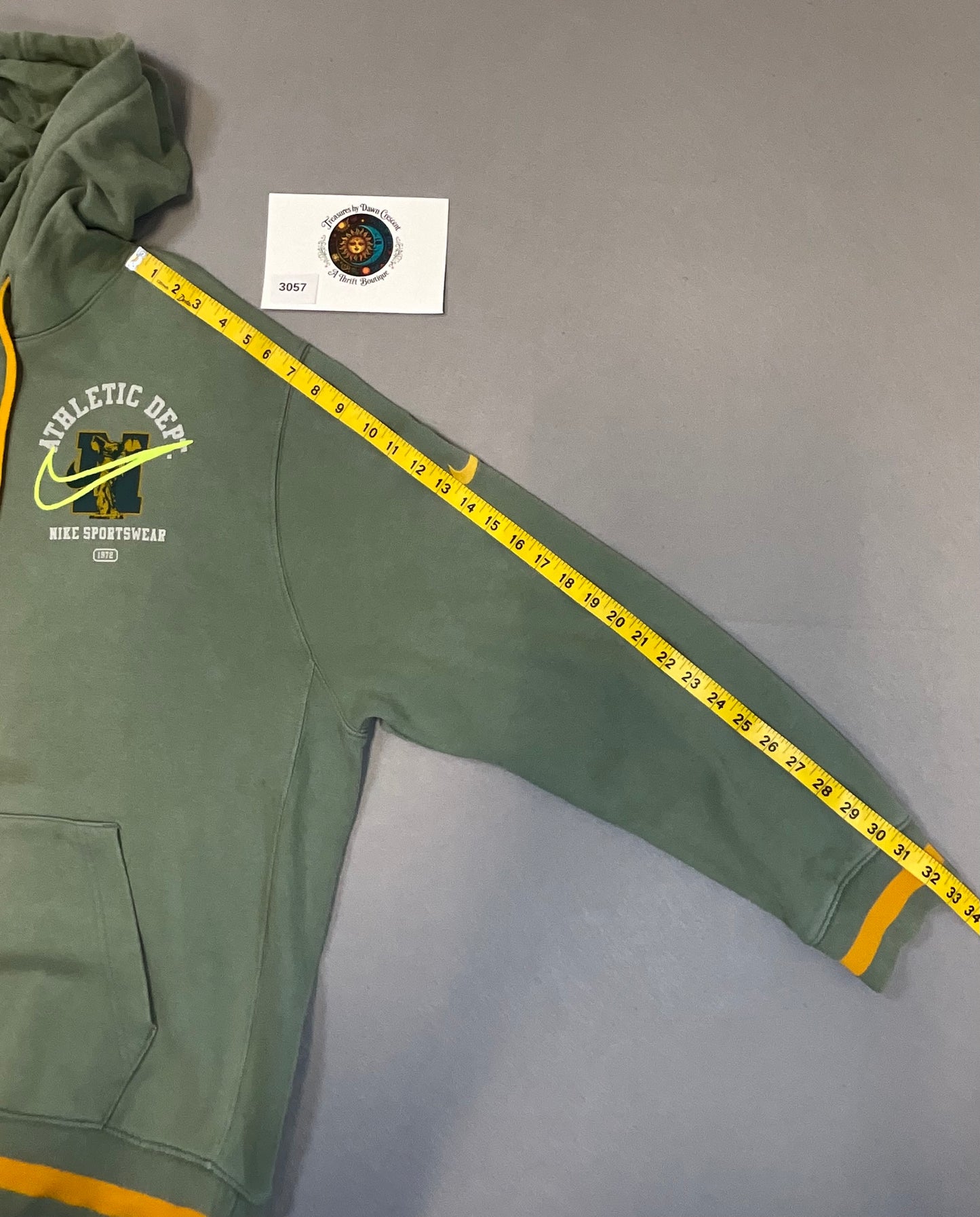 Nike Athletic Dept. Pullover Hoodie Olive Green Yellow Men's XL