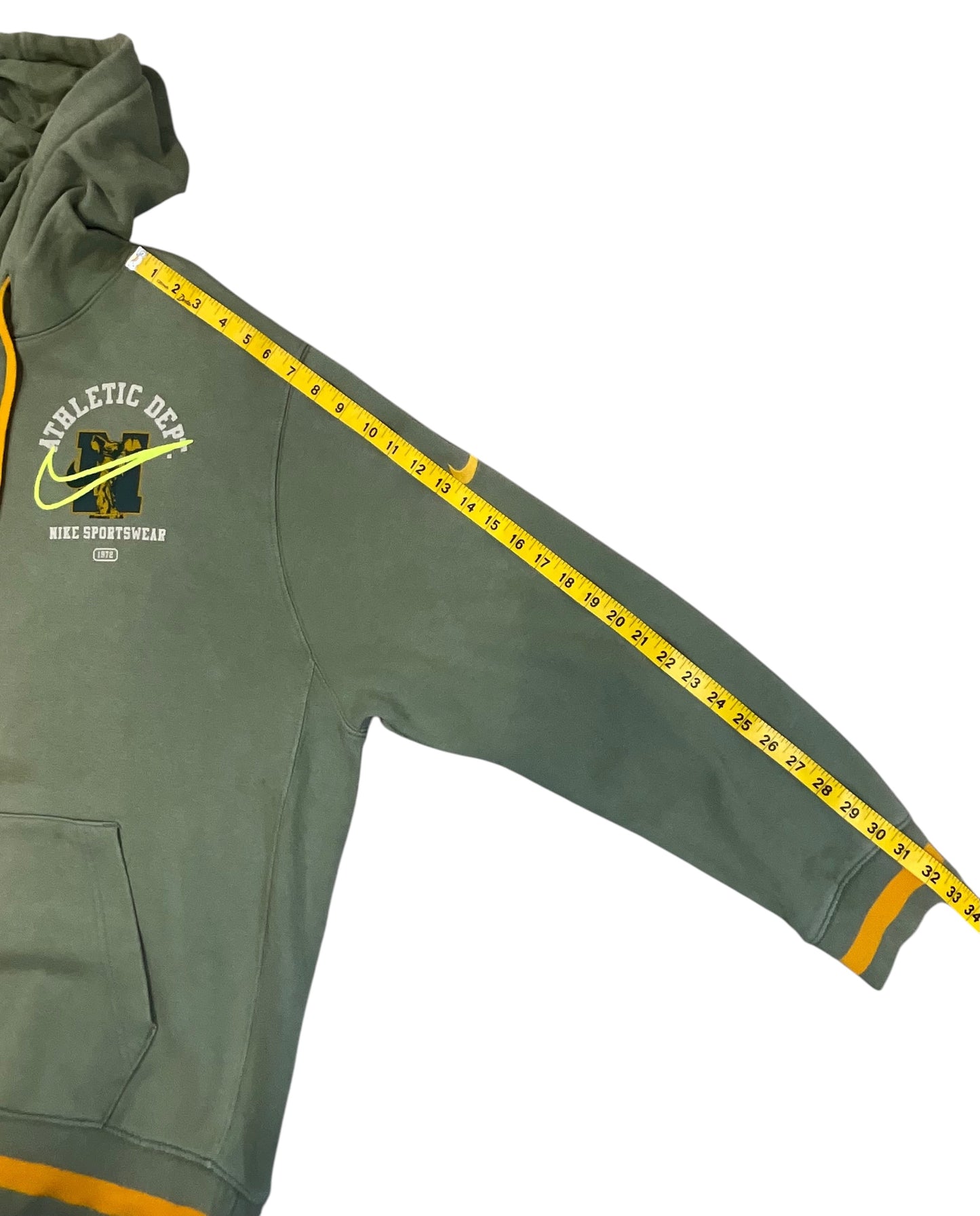 Nike Athletic Dept. Pullover Hoodie Olive Green Yellow Men's XL
