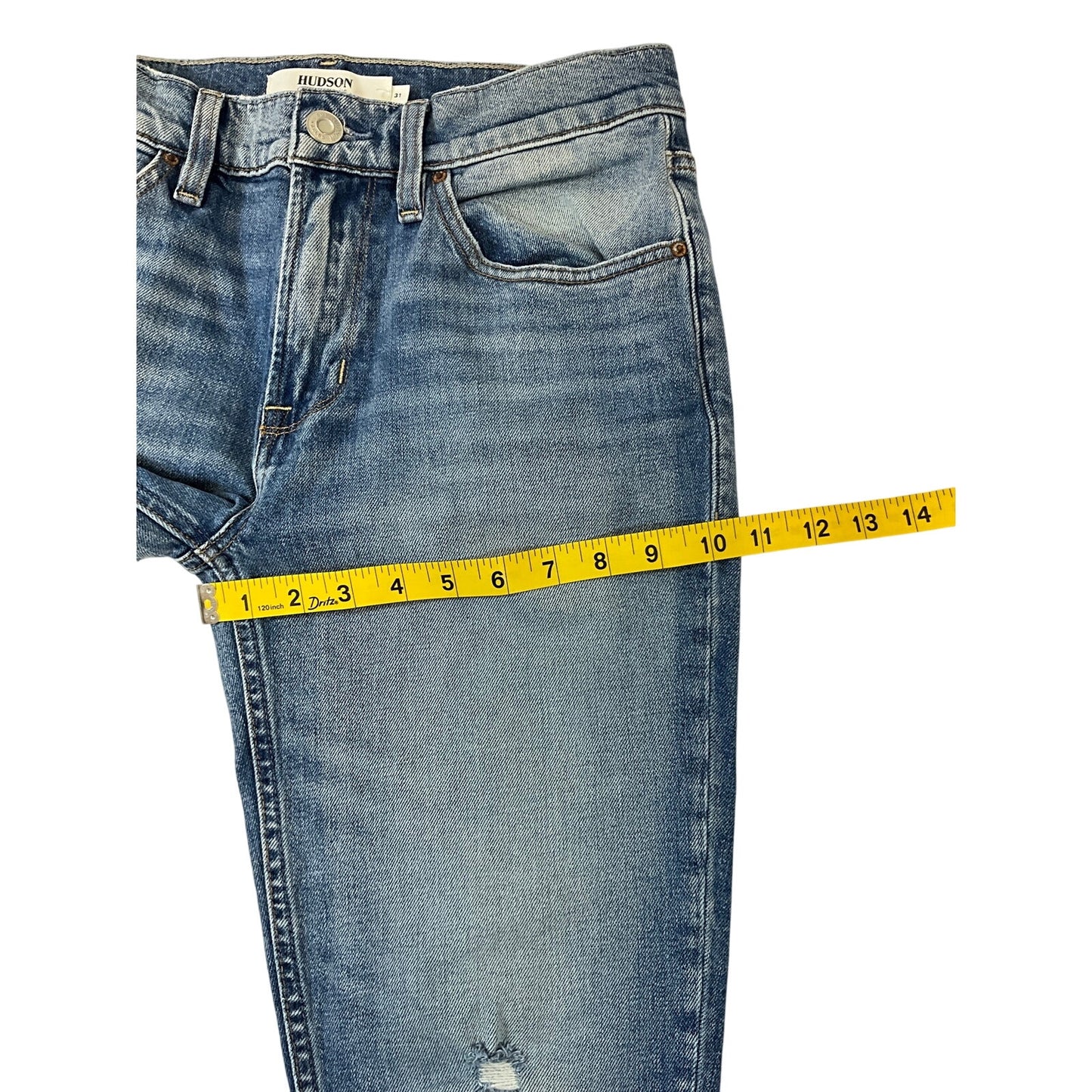 Hudson Los Angeles Men’s Distressed Straight-Leg Jeans Size 31 Medium Wash