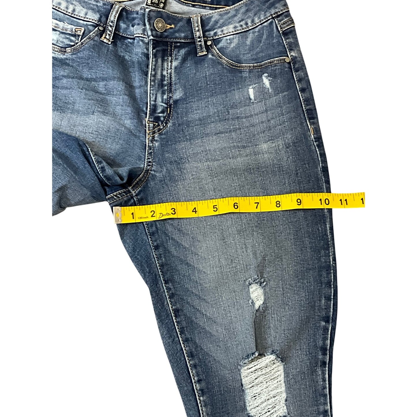 Rewash Mid Rise Distressed Skinny Jeans Blue Ripped Stretch Eco Denim Sz 7/28