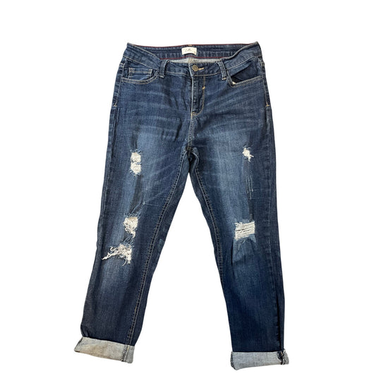 Cello Distressed Skinny Jeans Women's Dark Wash Cuffed Boyfriend Fit Sz 9