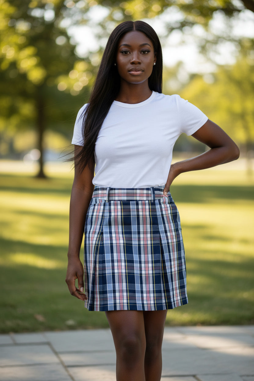 Chaps Women's Blue Plaid Mini Skirt