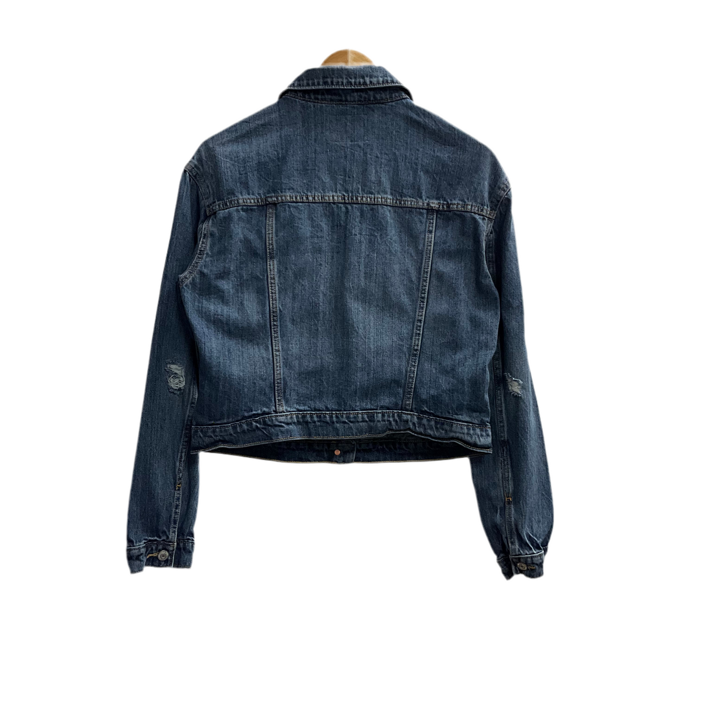 Old Navy Women's Cropped Distressed Blue Denim Jacket