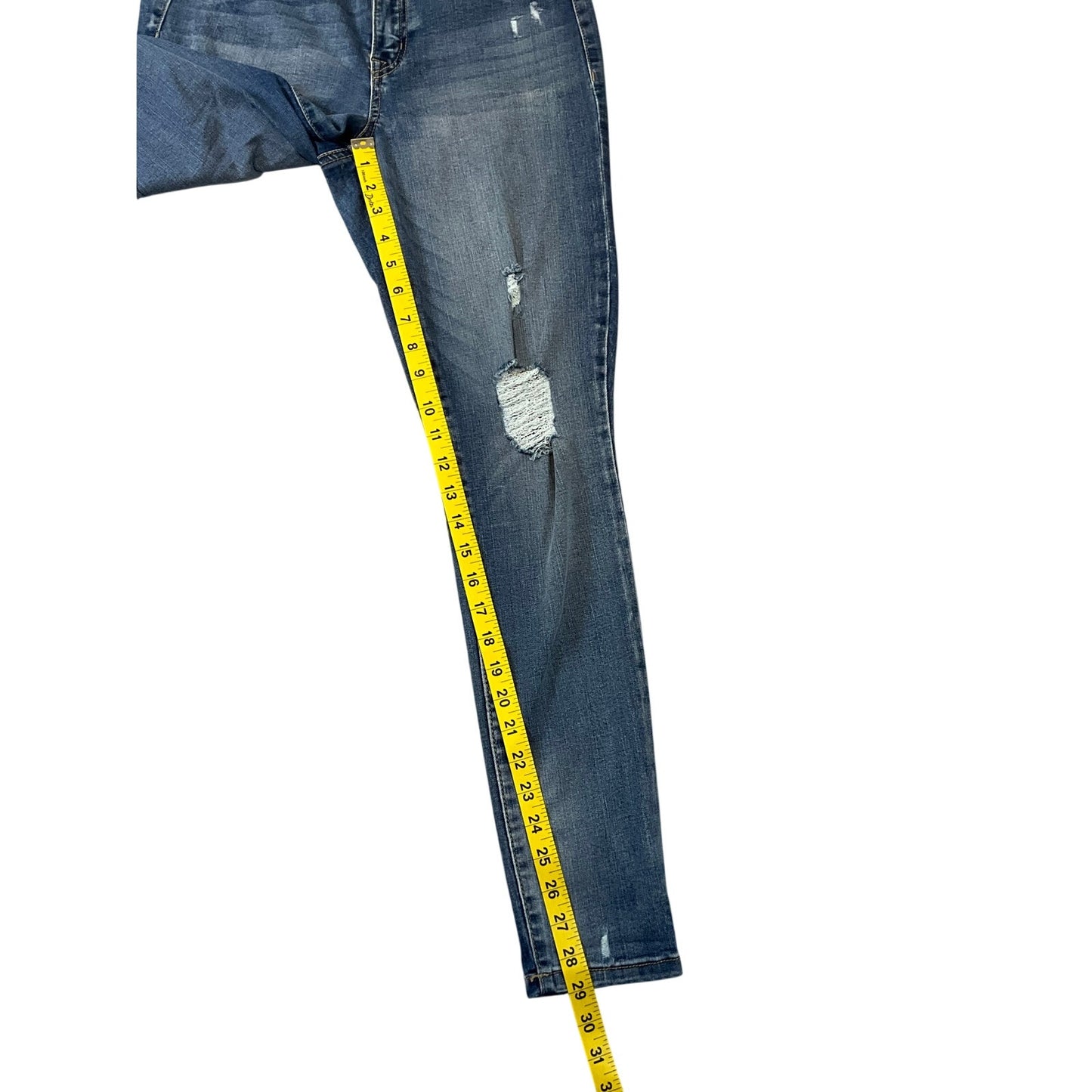 Rewash Mid Rise Distressed Skinny Jeans Blue Ripped Stretch Eco Denim Sz 7/28