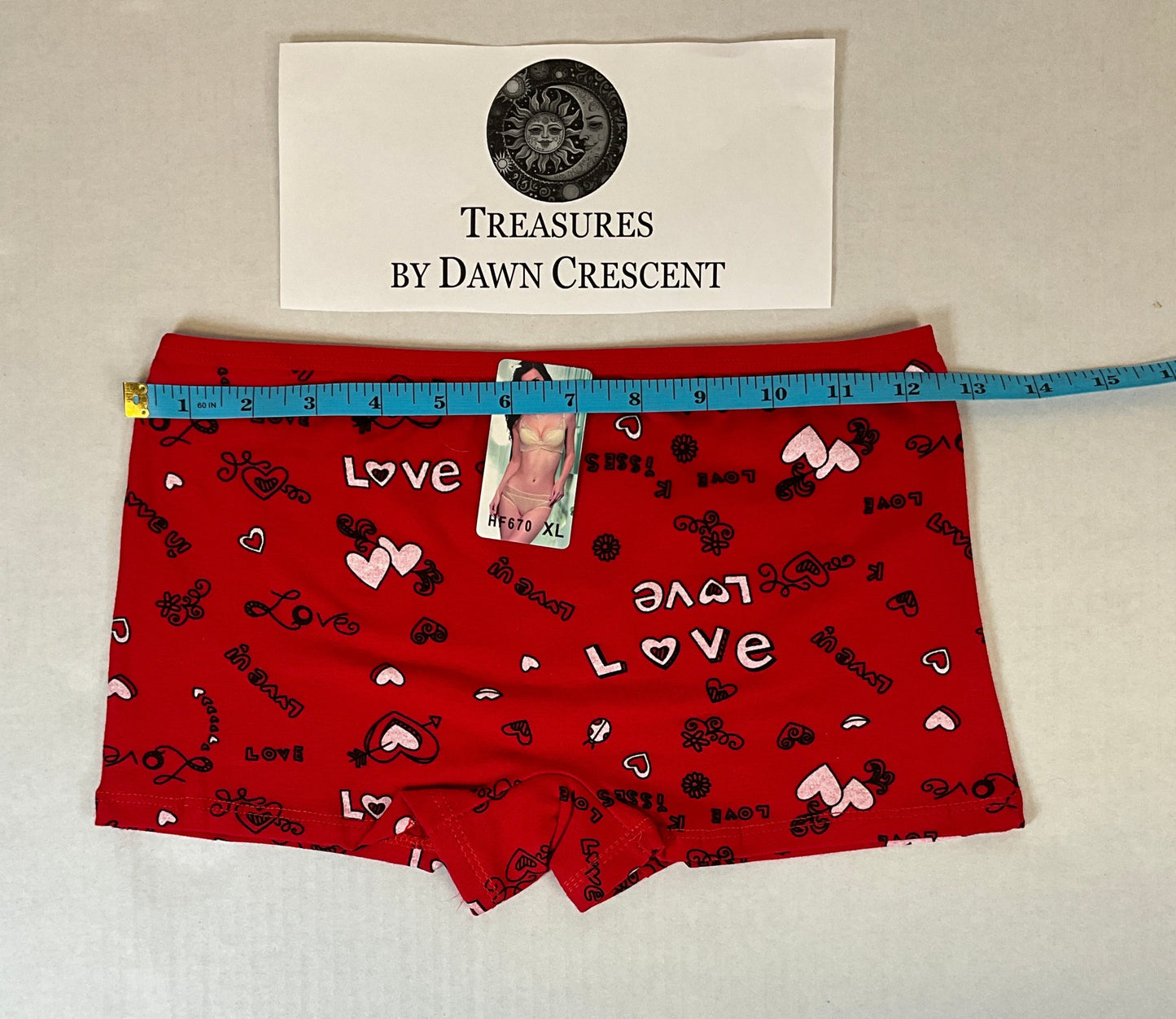 Women's 5-Piece Love Print Comfortable Boy Shorts
