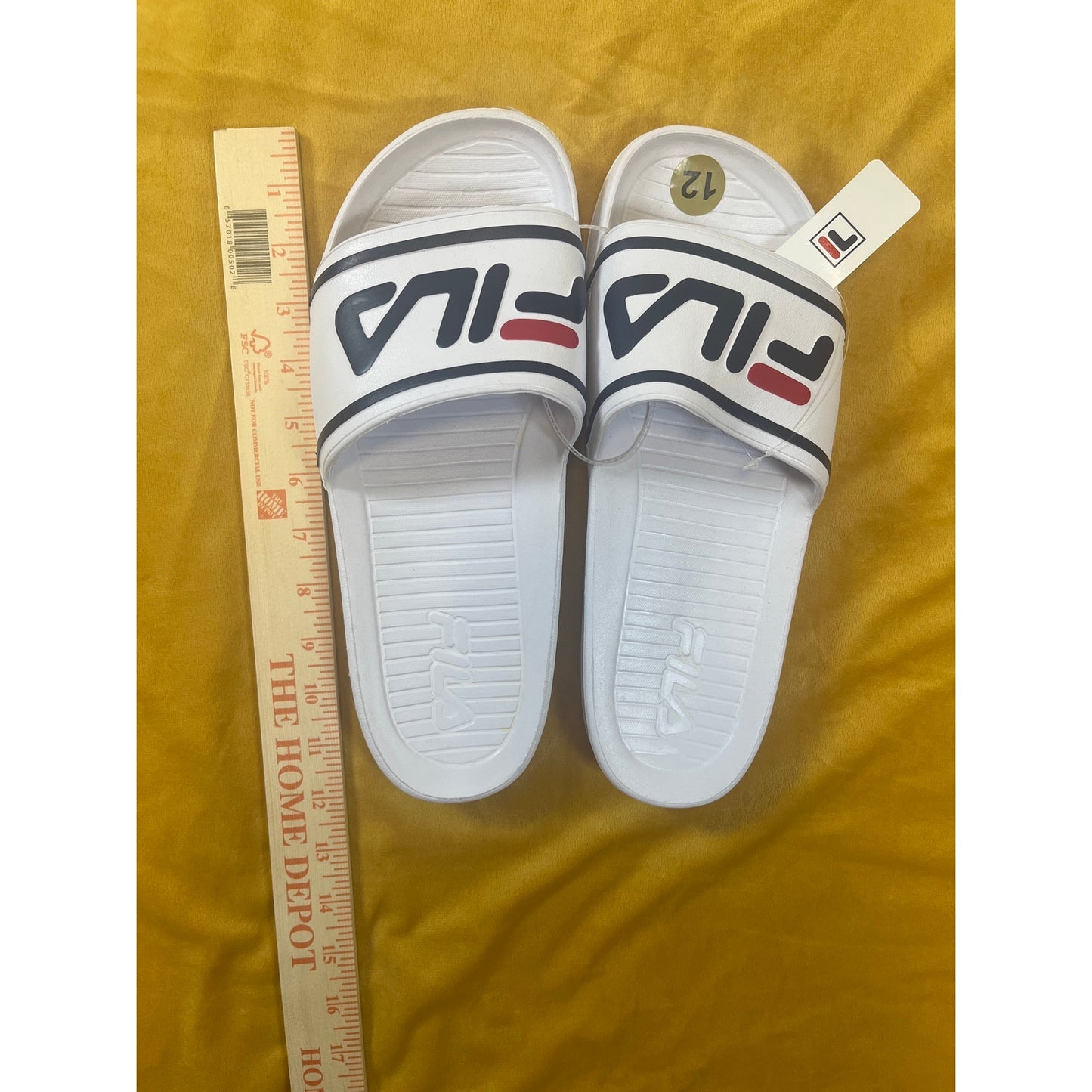 FILA White Logo Slide Sandals Size 12 New with Tag