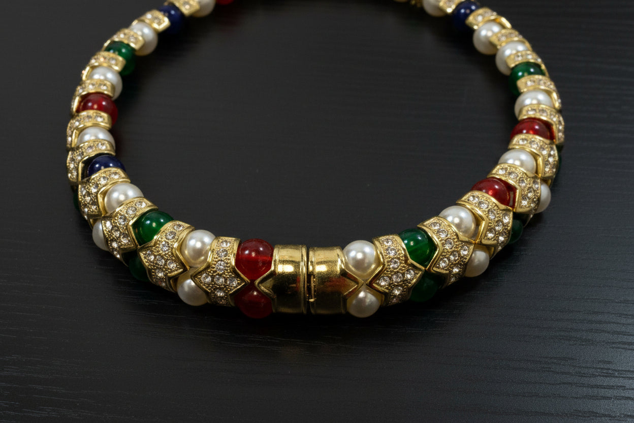 Fifth Avenue Collection - Stone & Faux Pearl Necklace and Bracelet Set