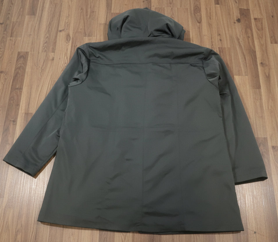 SaphiRose Women's Long Hooded Black Rain Jacket Size 2XL