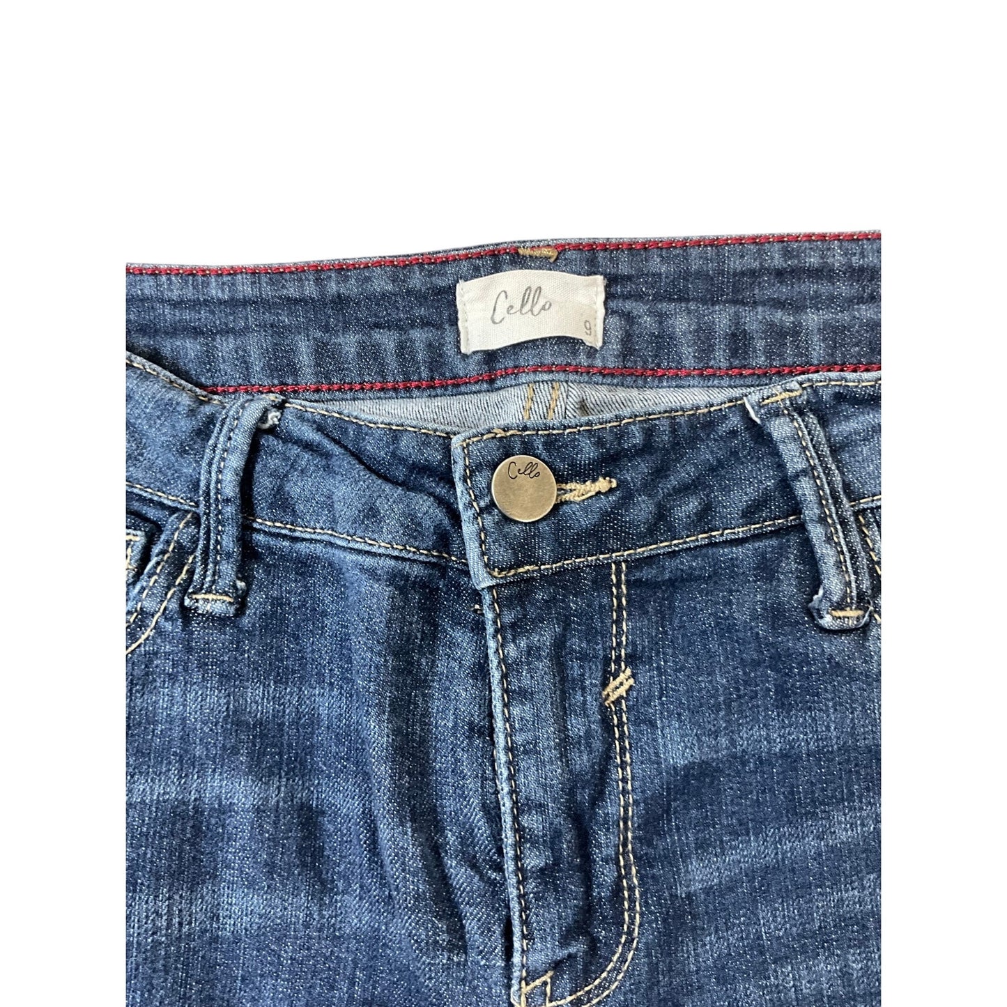 Cello Distressed Skinny Jeans Women's Dark Wash Cuffed Boyfriend Fit Sz 9