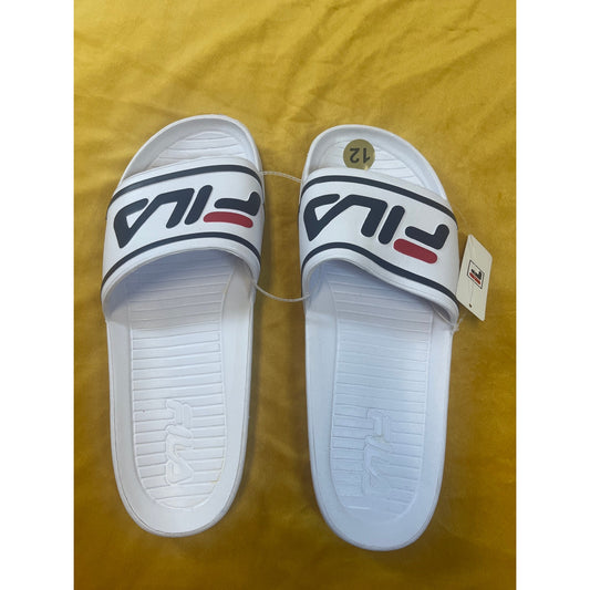 FILA White Logo Slide Sandals Size 12 New with Tag