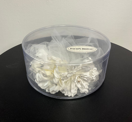 Ivory Tulle Blusher with Crystals and Flowers