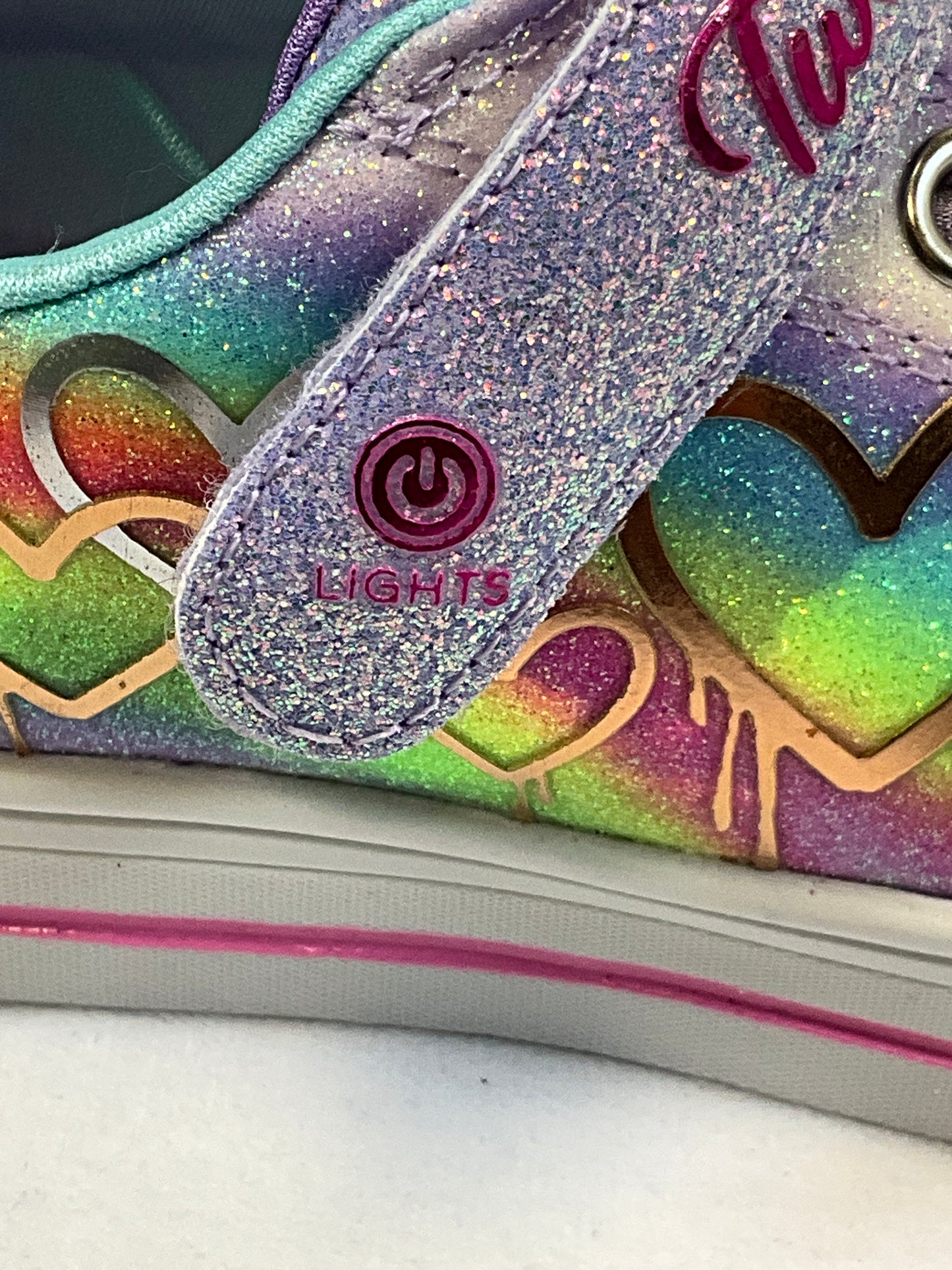 Skechers Twinkle Toes Light Up Velcro Sneakers Girls Size 11