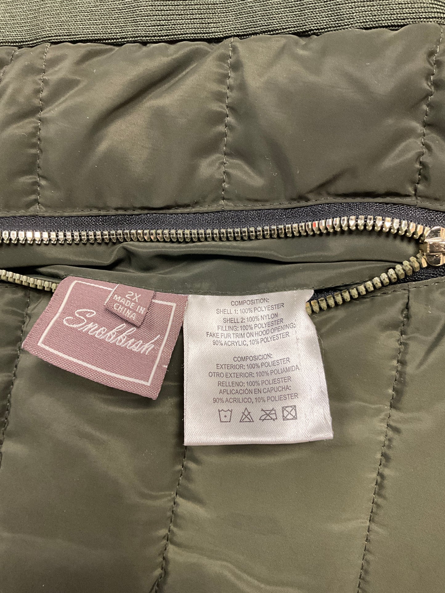 Snobbish Women's Reversible Olive Green/Animal Print Faux Fur Hooded Puffer Coat