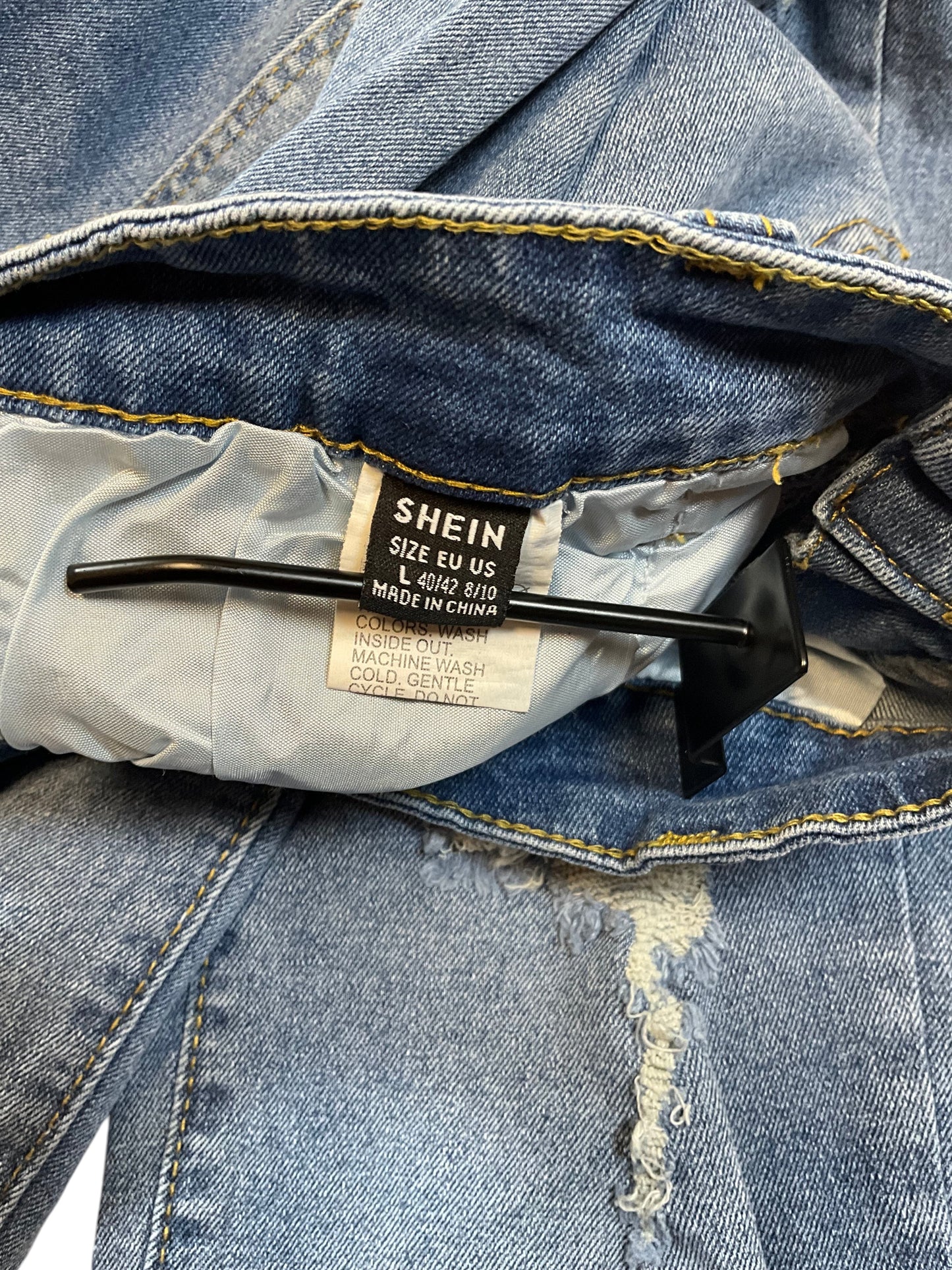 SHEIN Women’s Large 8/10 Distressed Ripped Medium Wash Straight Leg Jeans