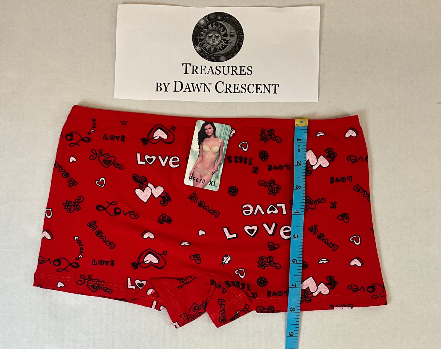 Women's 5-Piece Love Print Comfortable Boy Shorts