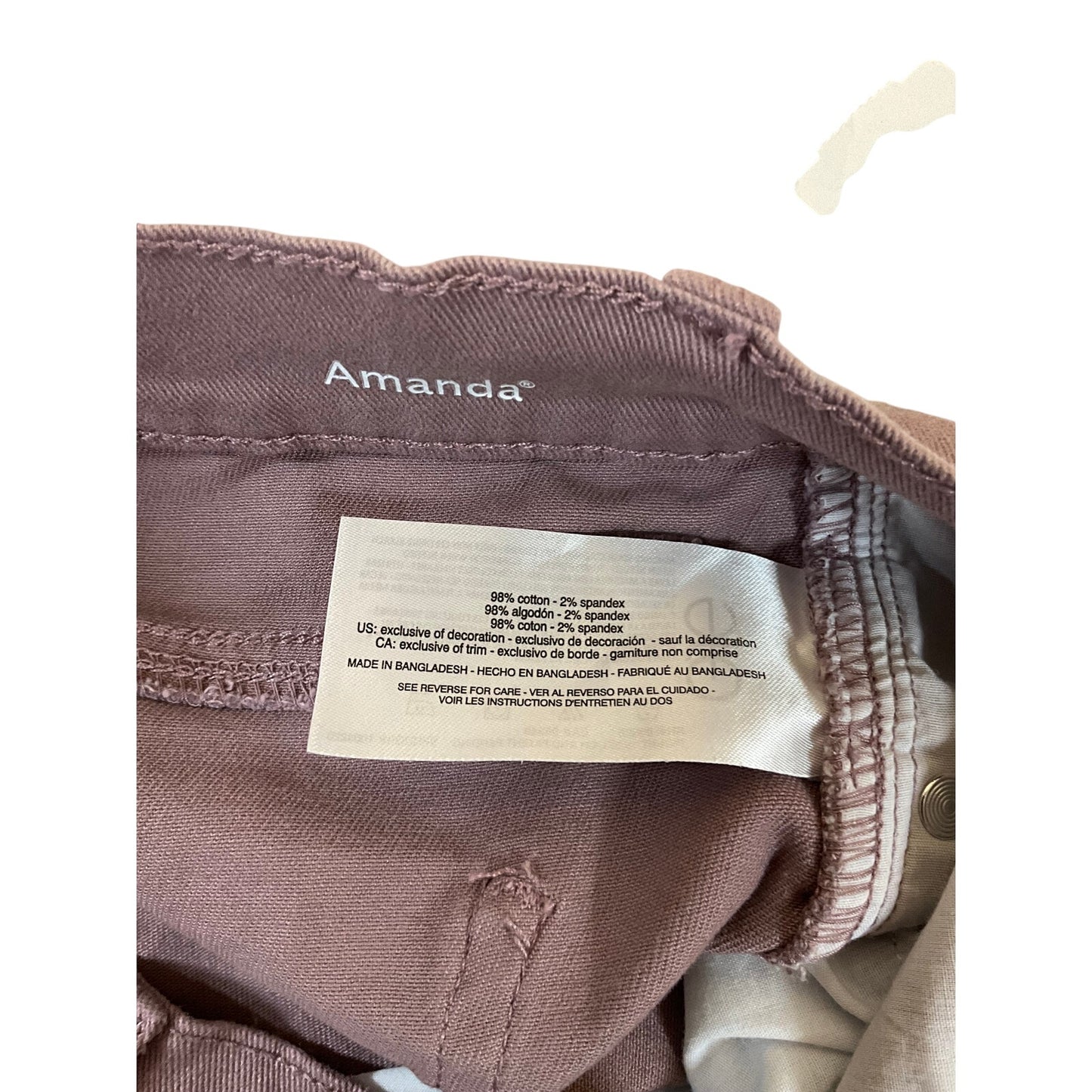 Gloria Vanderbilt Amanda Women’s Mauve High-Rise Stretch Capri Jeans Size 8
