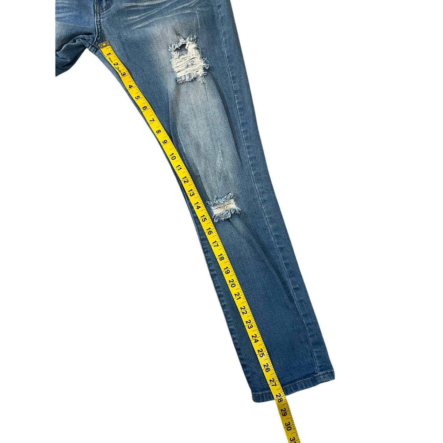 VIP Jeans Distressed Skinny Jeans Juniors Light Wash Ripped Stretch Denim Sz 13/14