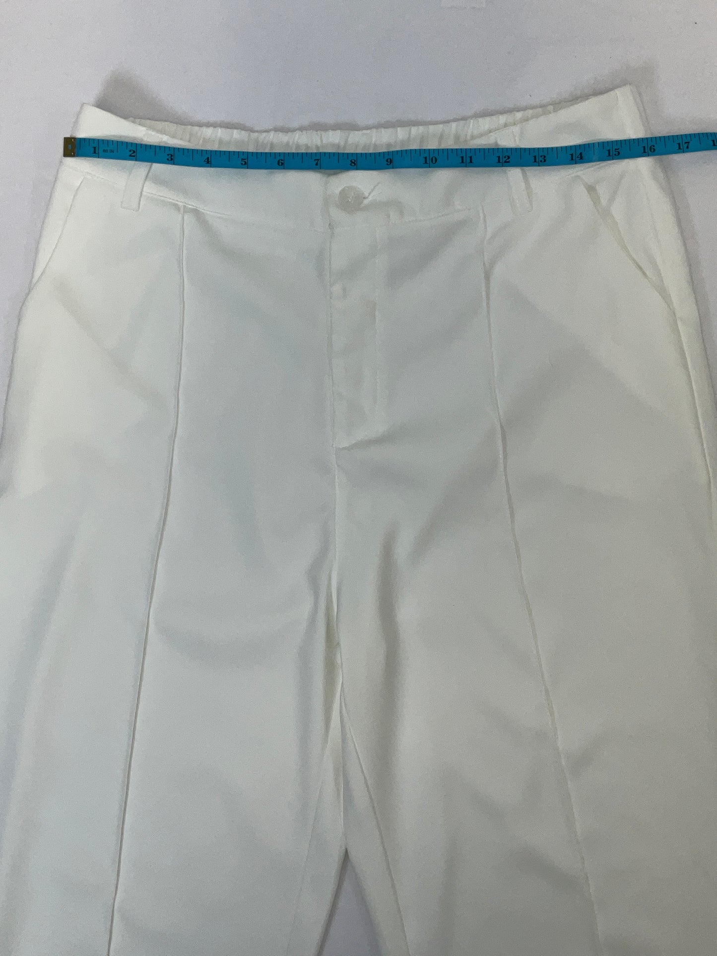 Women's White Casual Wear Front Seam Trousers Size XL
