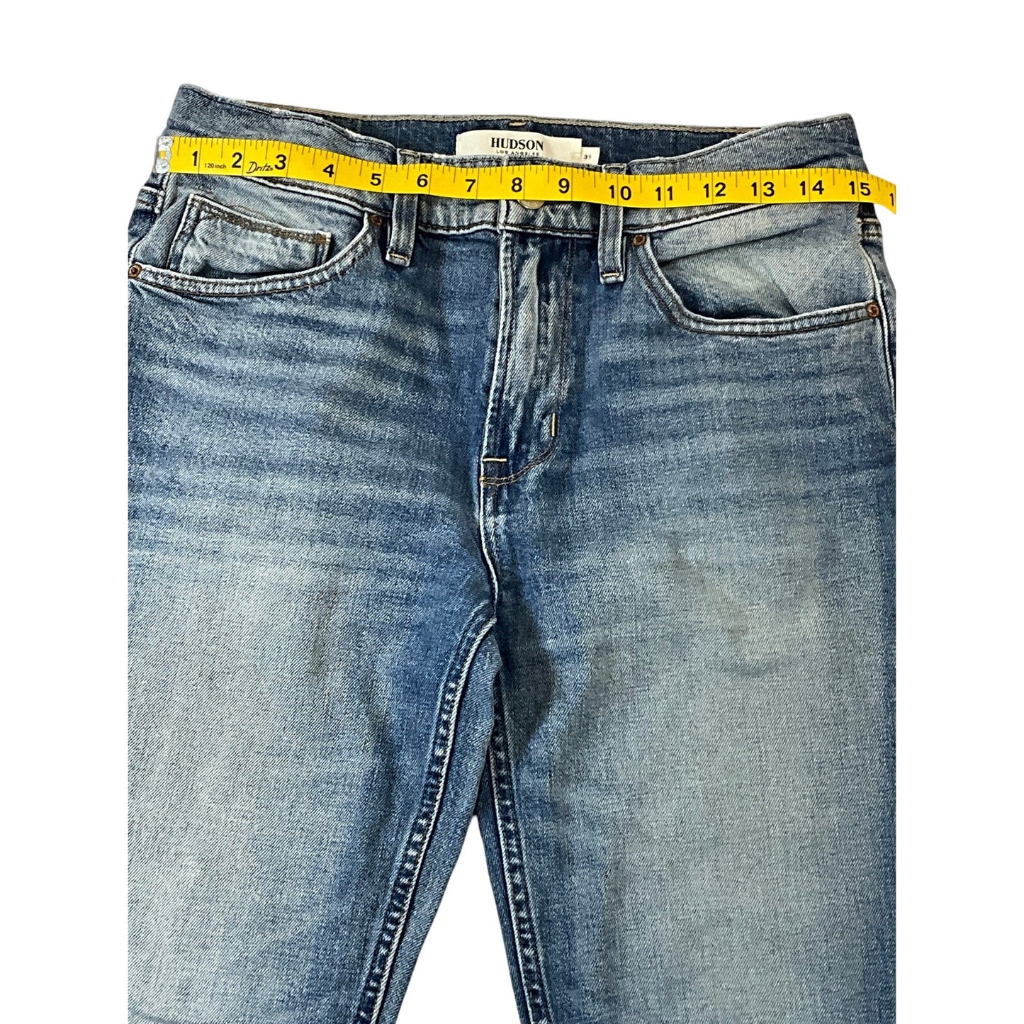 Hudson Los Angeles Men’s Distressed Straight-Leg Jeans Size 31 Medium Wash