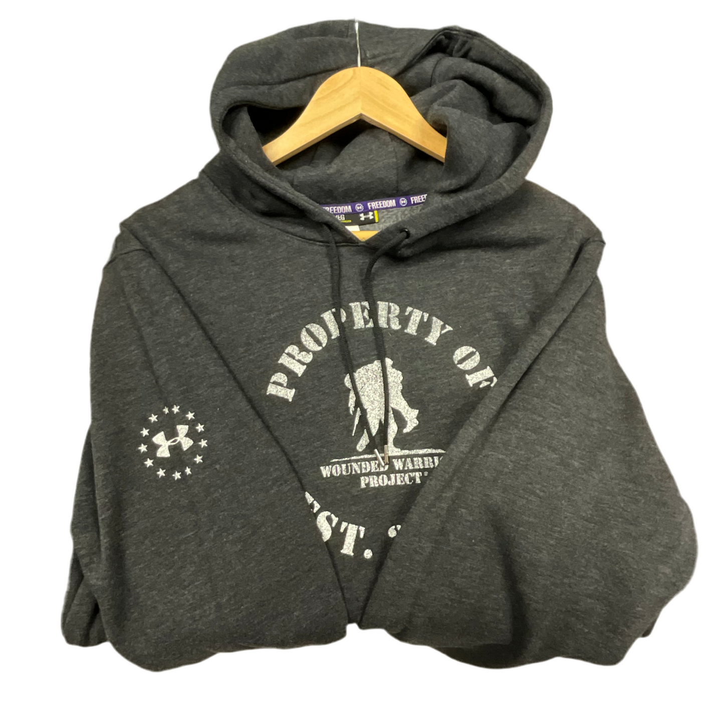 Men's Gray Wounded Warrior Project Pull Over Hoodie