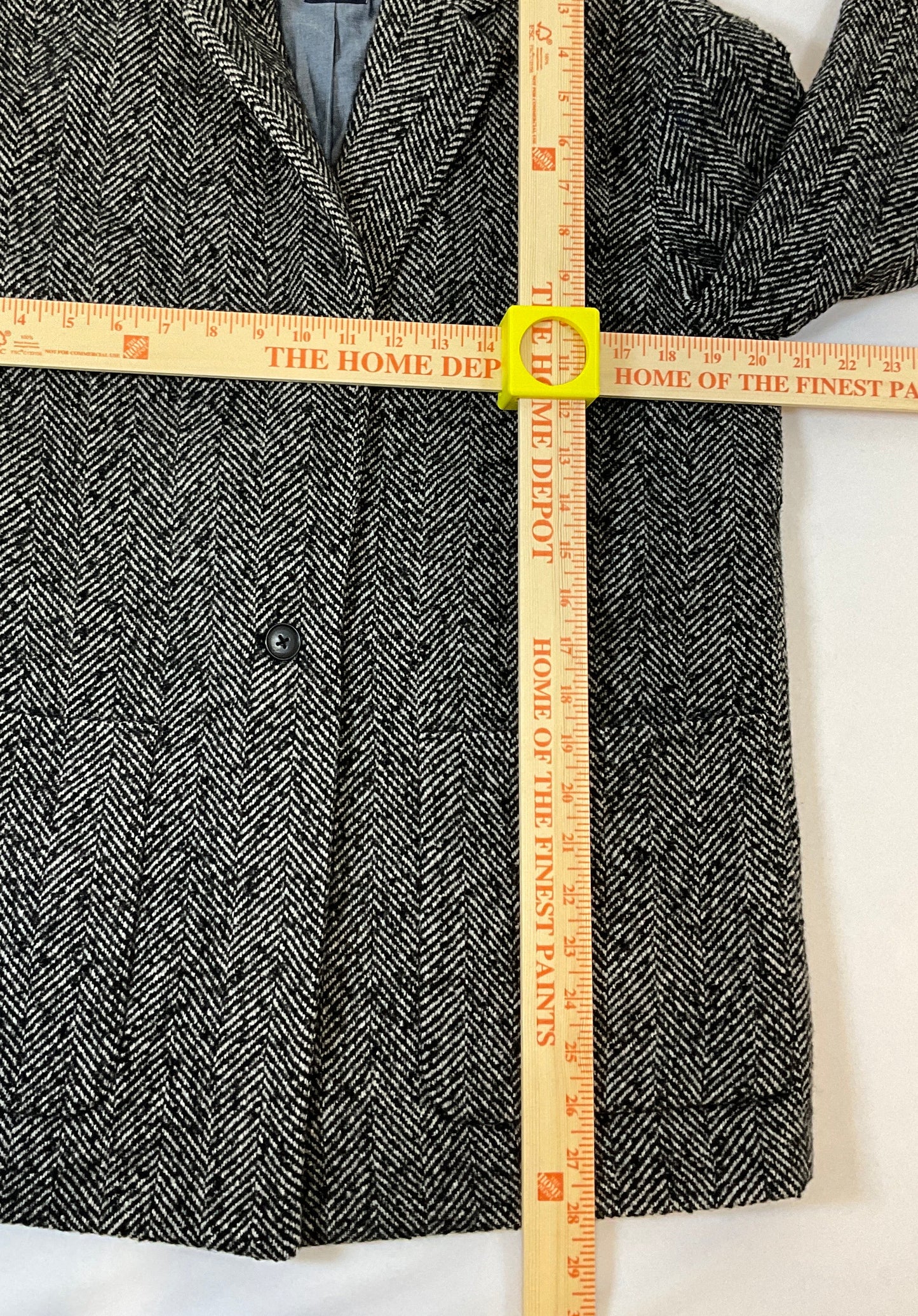 Gap Women's Black and Grey Herringbone Tweed Blazer Jacket Sz M
