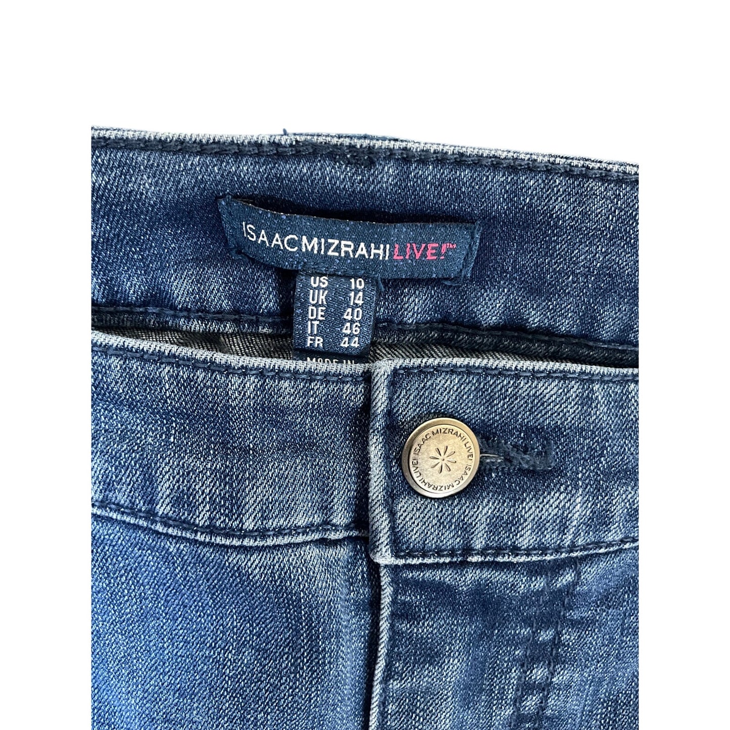 Isaac Mizrahi Live Women’s Size 10 Wide-Leg Crop Jeans Medium Wash Denim