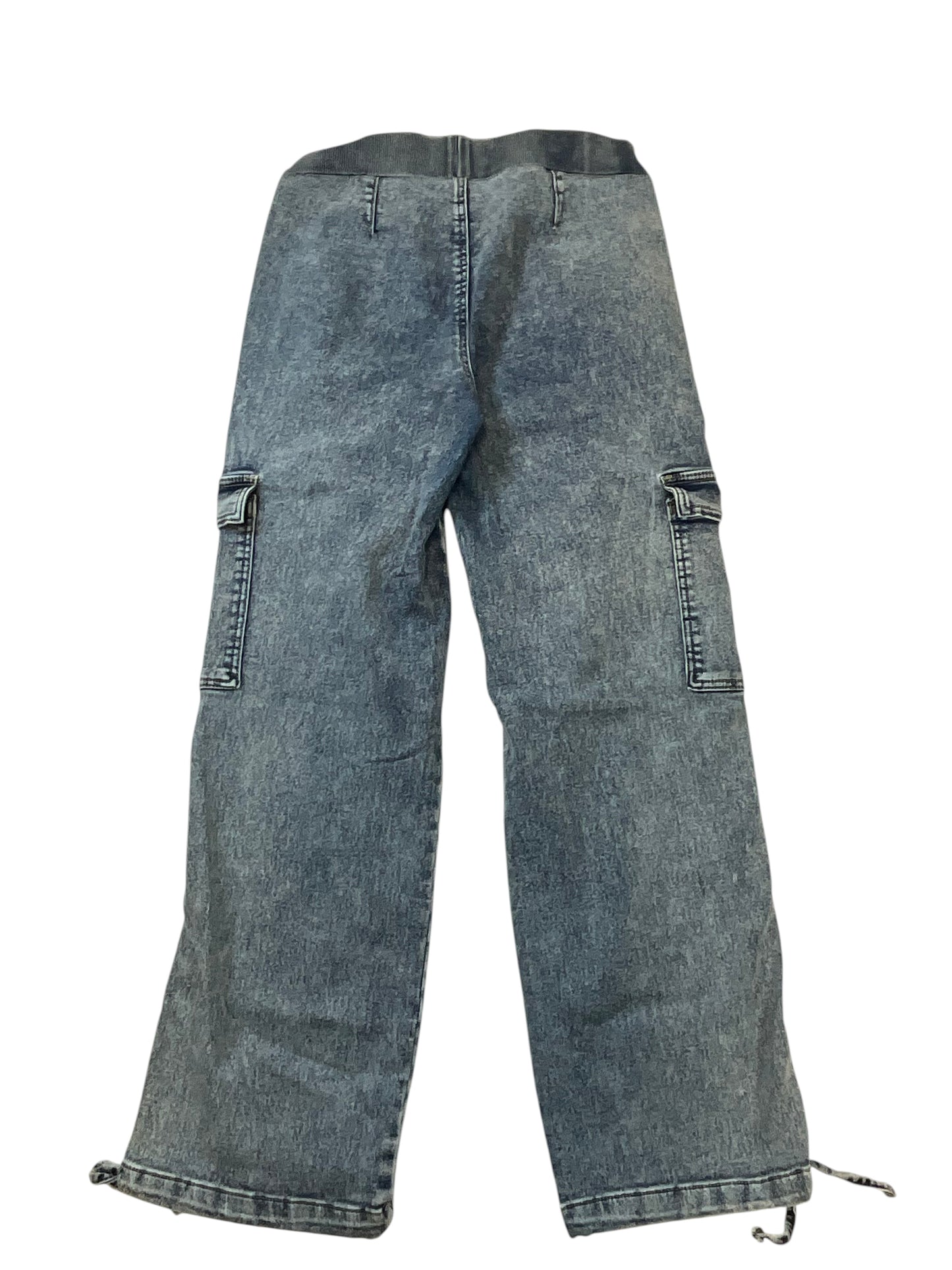 No Boundaries Women’s Small 4-6 Acid Wash Wide Leg Cargo Jeans Drawstring Hem